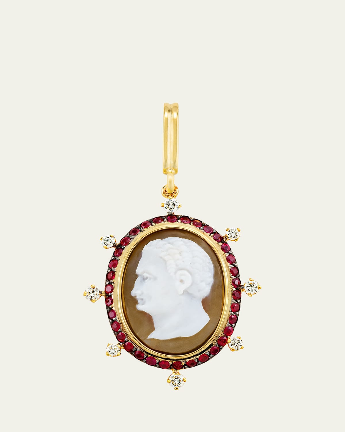 18K Yellow Gold Precious Cameo Diamond Charm
