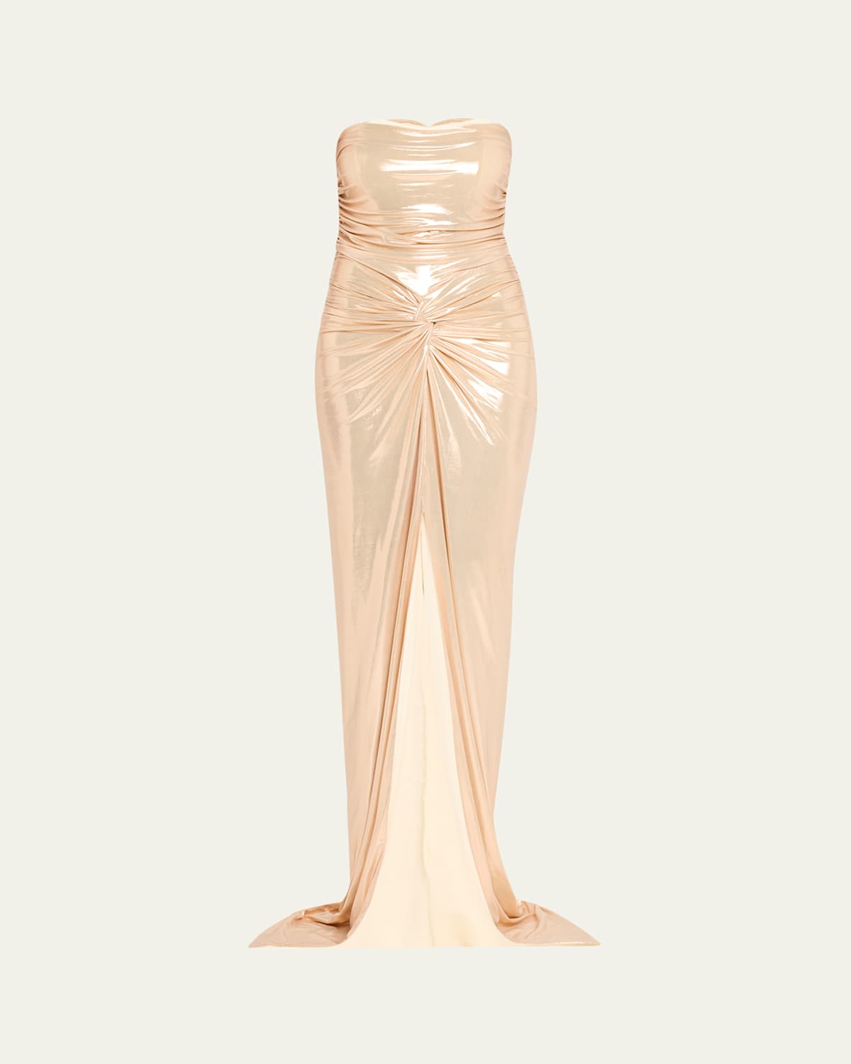RETROFÉTE MAYTAL METALLIC STRAPLESS GOWN 