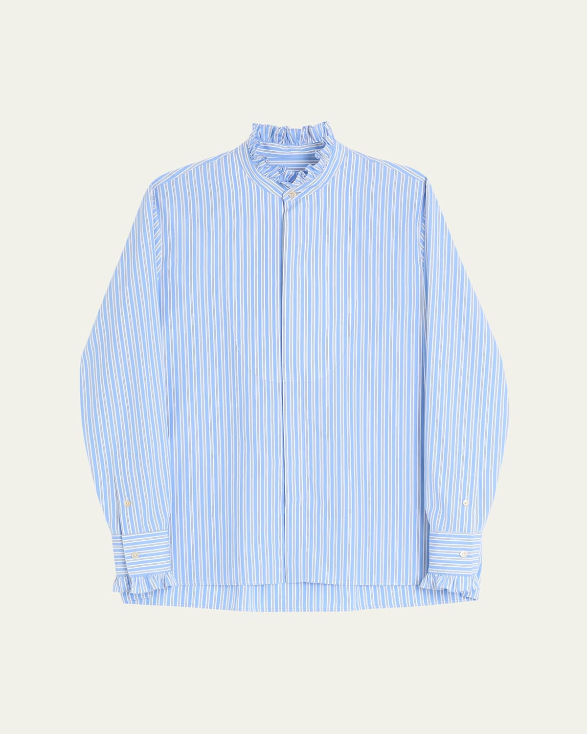 Valentino Striped Cotton Shirt In Blue