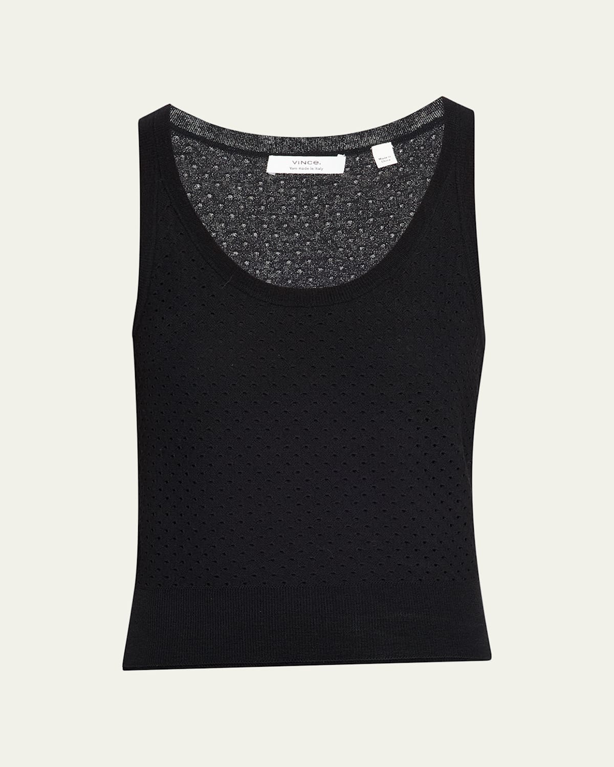 Vince Double Layer Mesh Sweater Tank In Black