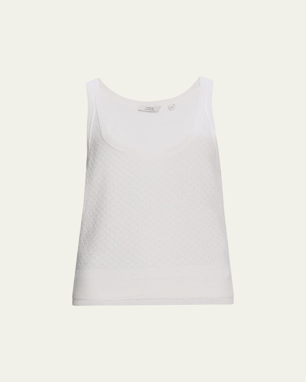 Vince Double Layer Mesh Sweater Tank In Optic White