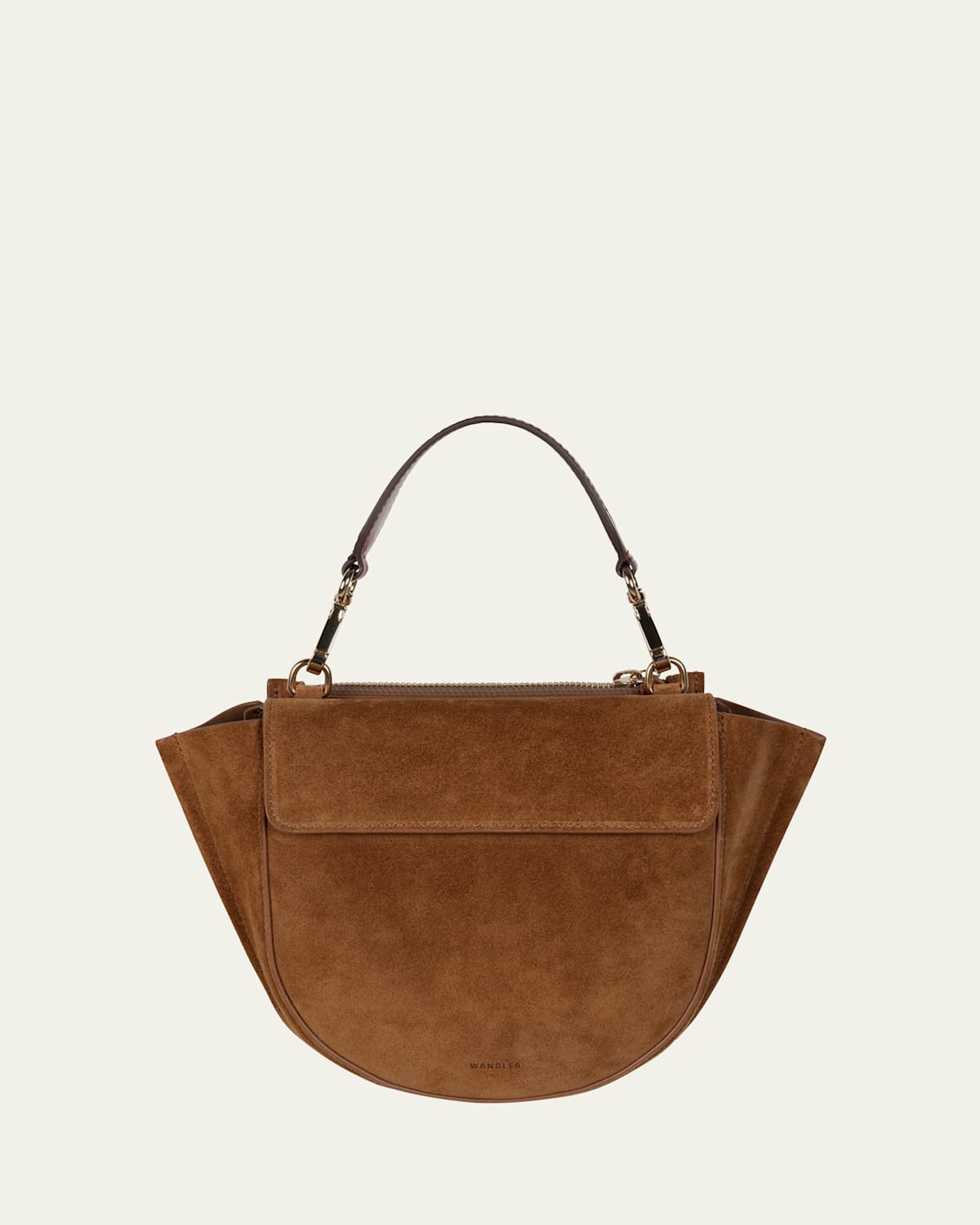 Wandler Hortensia Mini Suede Top-handle Bag In Cognac Suede