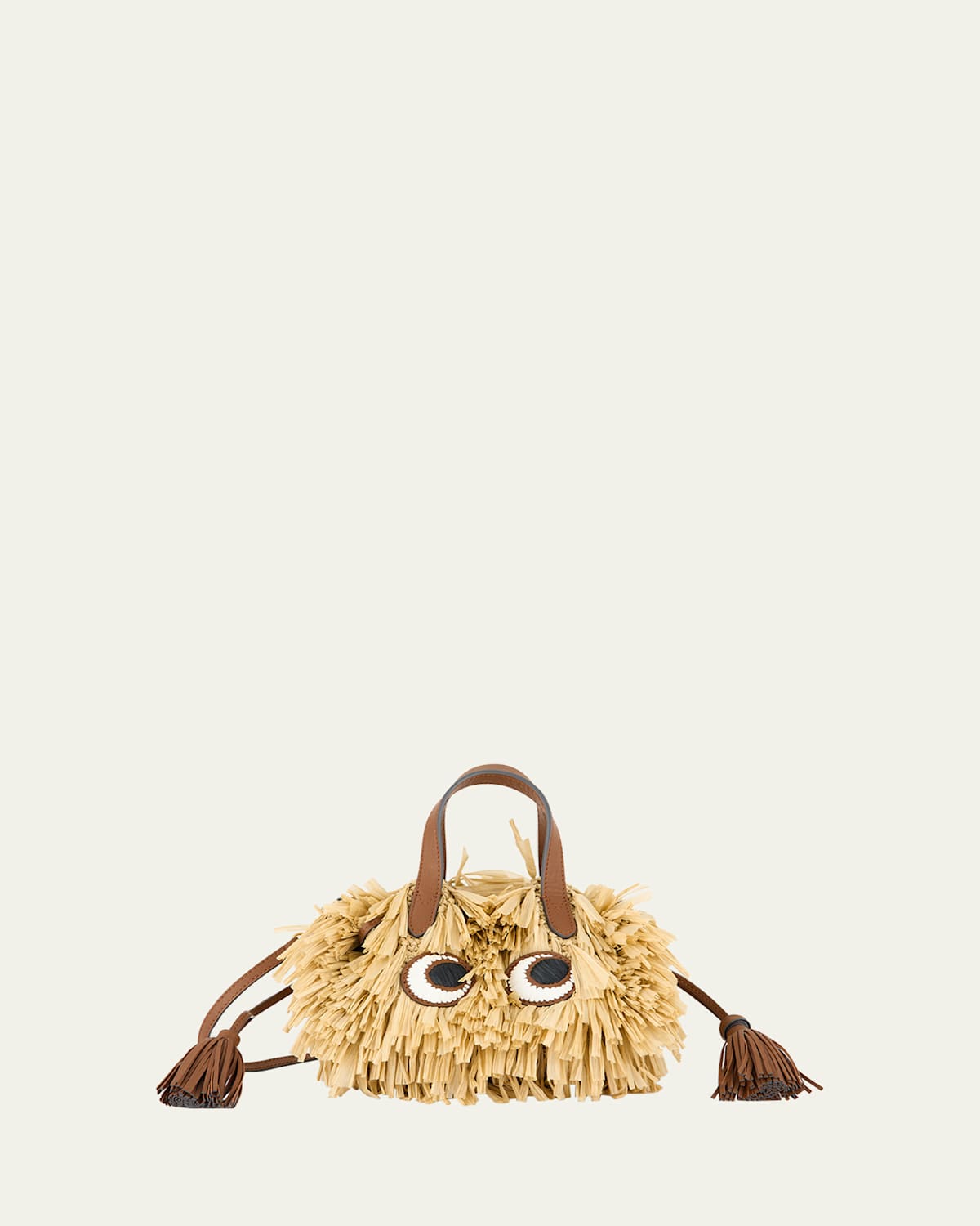Anya Hindmarch Small Eyes Fringe Raffia Tote Bag