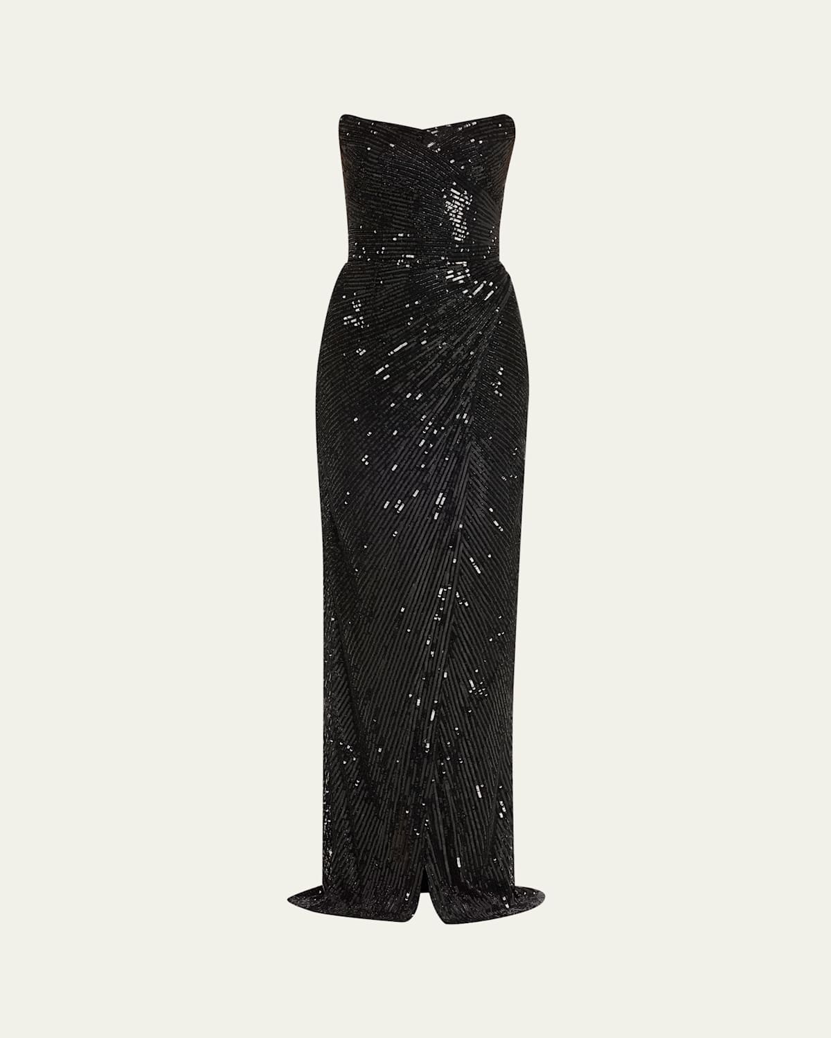 Strapless Bead & Sequin Column Gown