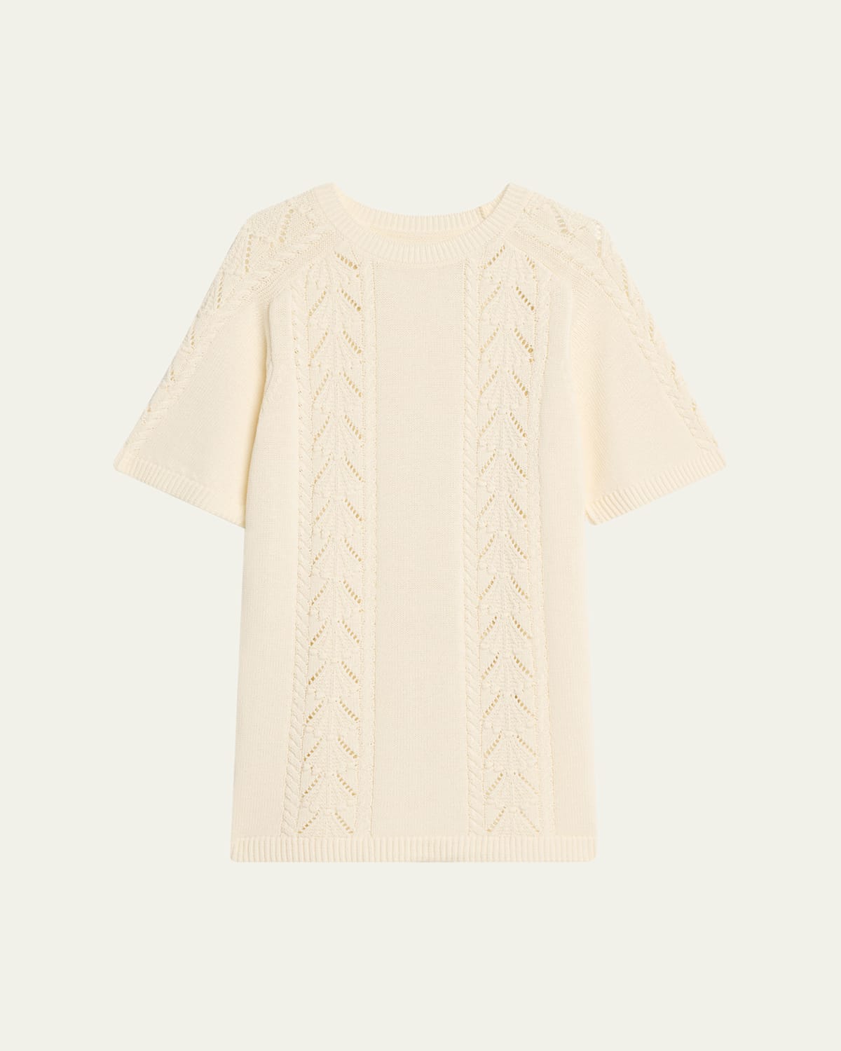 Loulou Studio Arman Cable & Pointelle-knit Mini Sweater Dress In Neutral