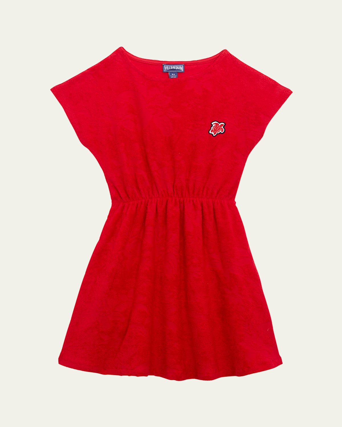 Vilebrequin Girl's Flo Embroidered Terry Cloth Dress In Lipstick Lp7