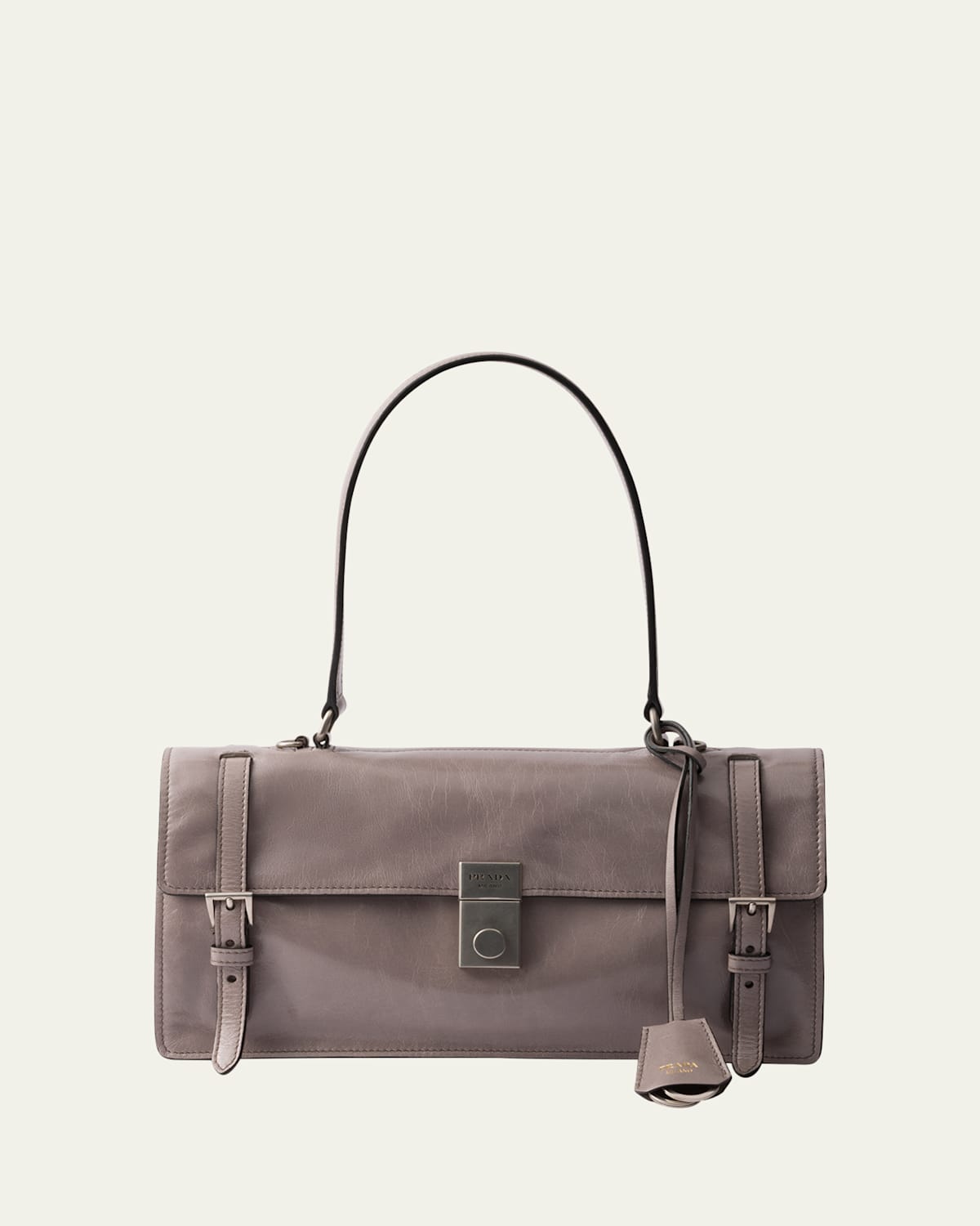 Prada Medium Buckle Flap Leather Shoulder Bag In F03sf Peltro N