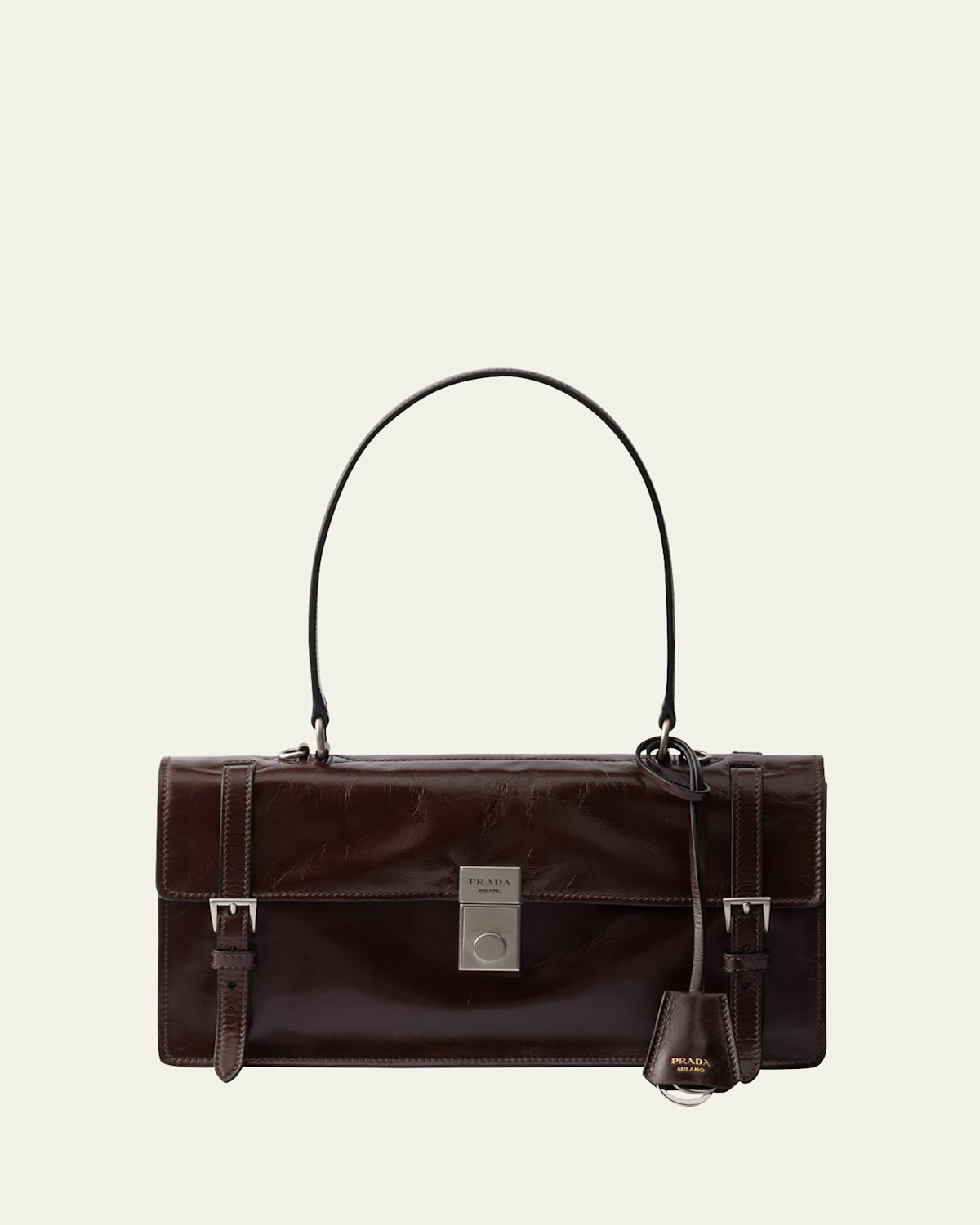 Prada Medium Buckle Flap Leather Shoulder Bag In F01d6 Moro N