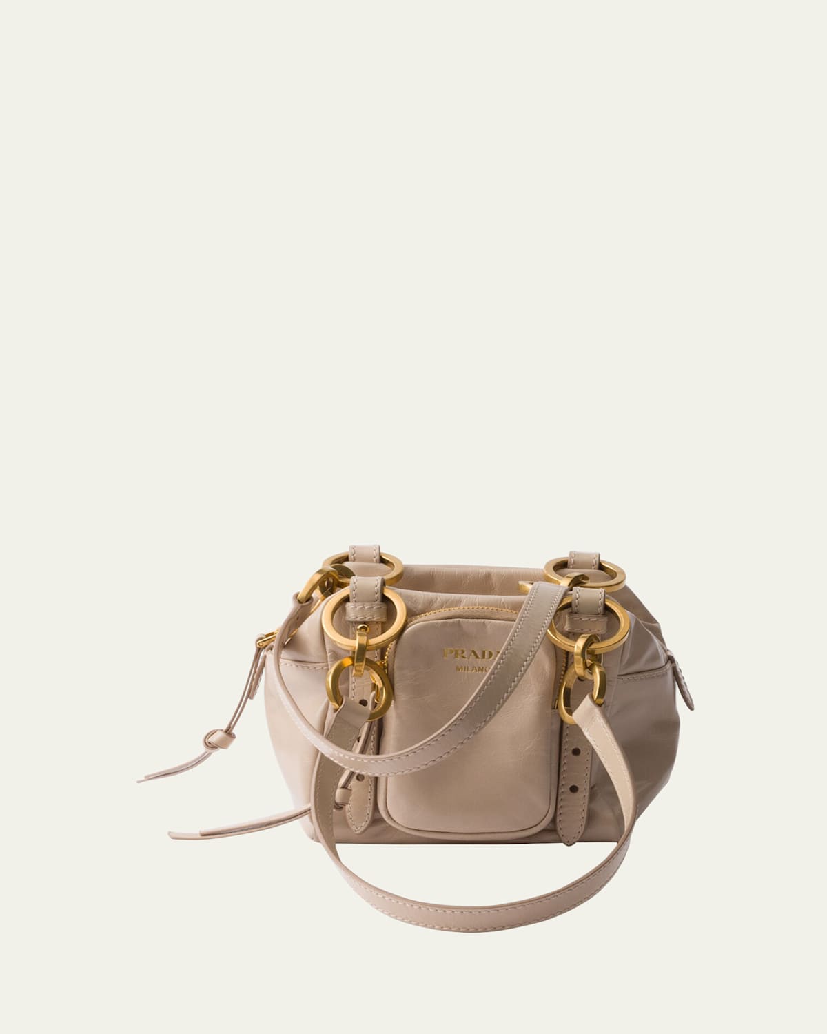 Shop Prada Dangle Mini Leather Shoulder Bag In F0236 Cipria