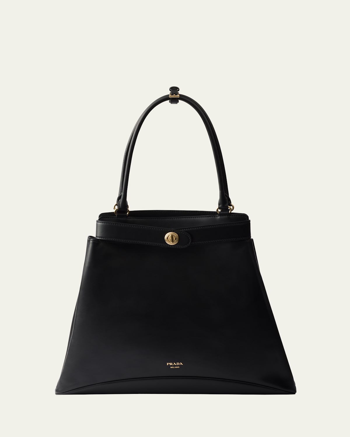 Prada Etude Buckle Leather Shoulder Bag In F0002 Nero