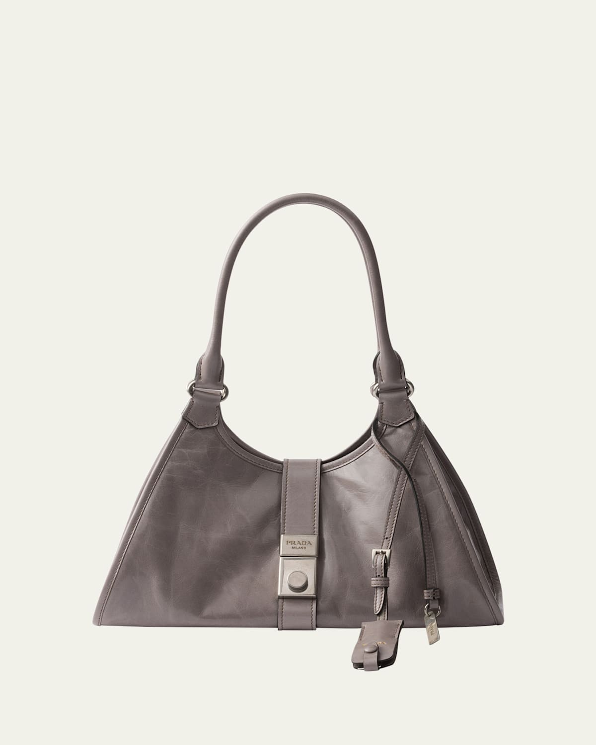 Prada Soft Leather Shoulder Bag In F03sf Peltro N