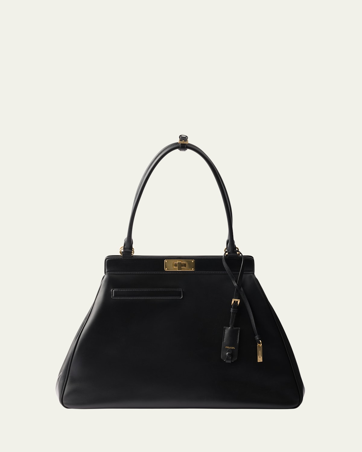 Prada Framed Leather Top-handle Bag In Black