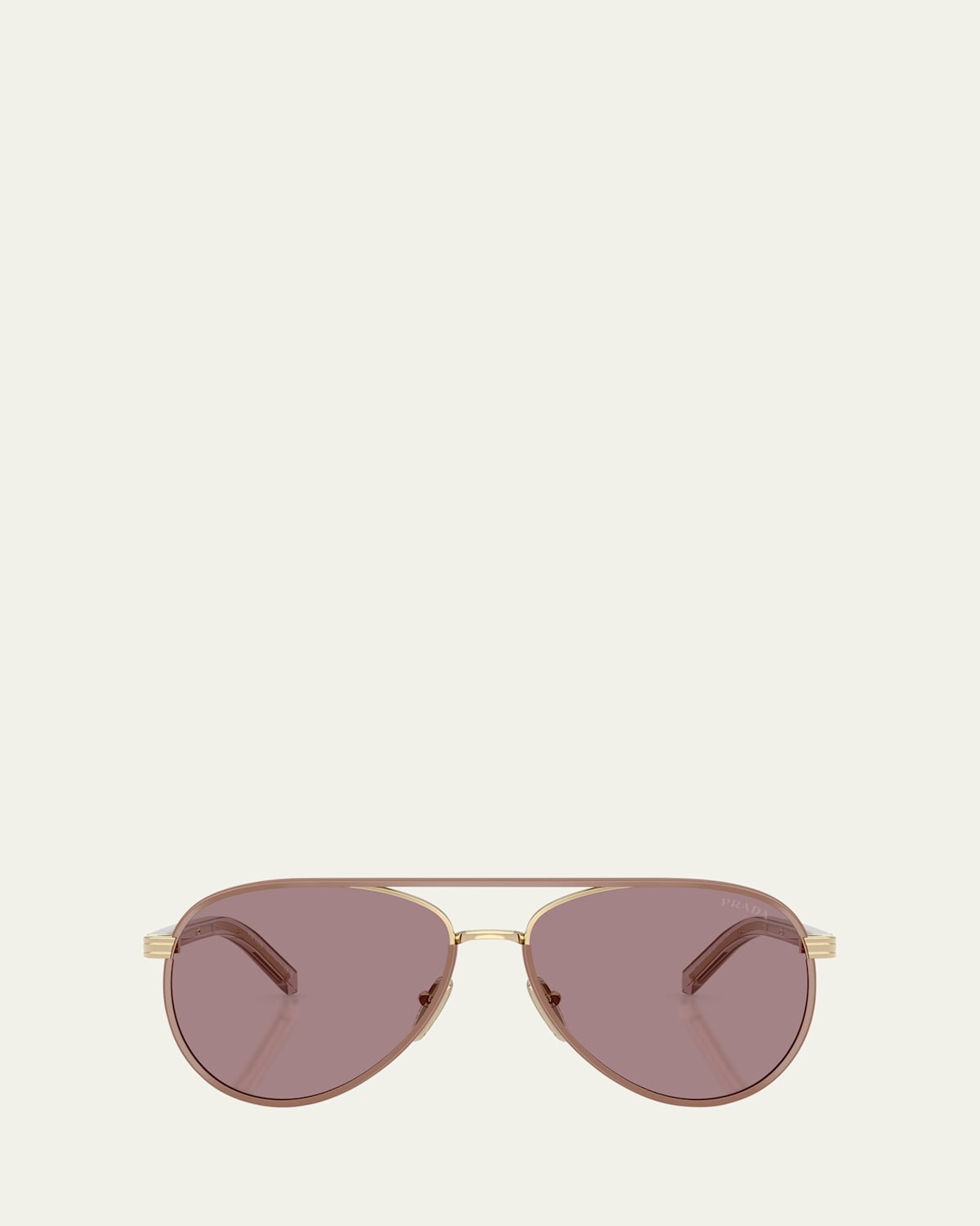 Prada 0pr B57s Steel Aviator Sunglasses In Pale Gold