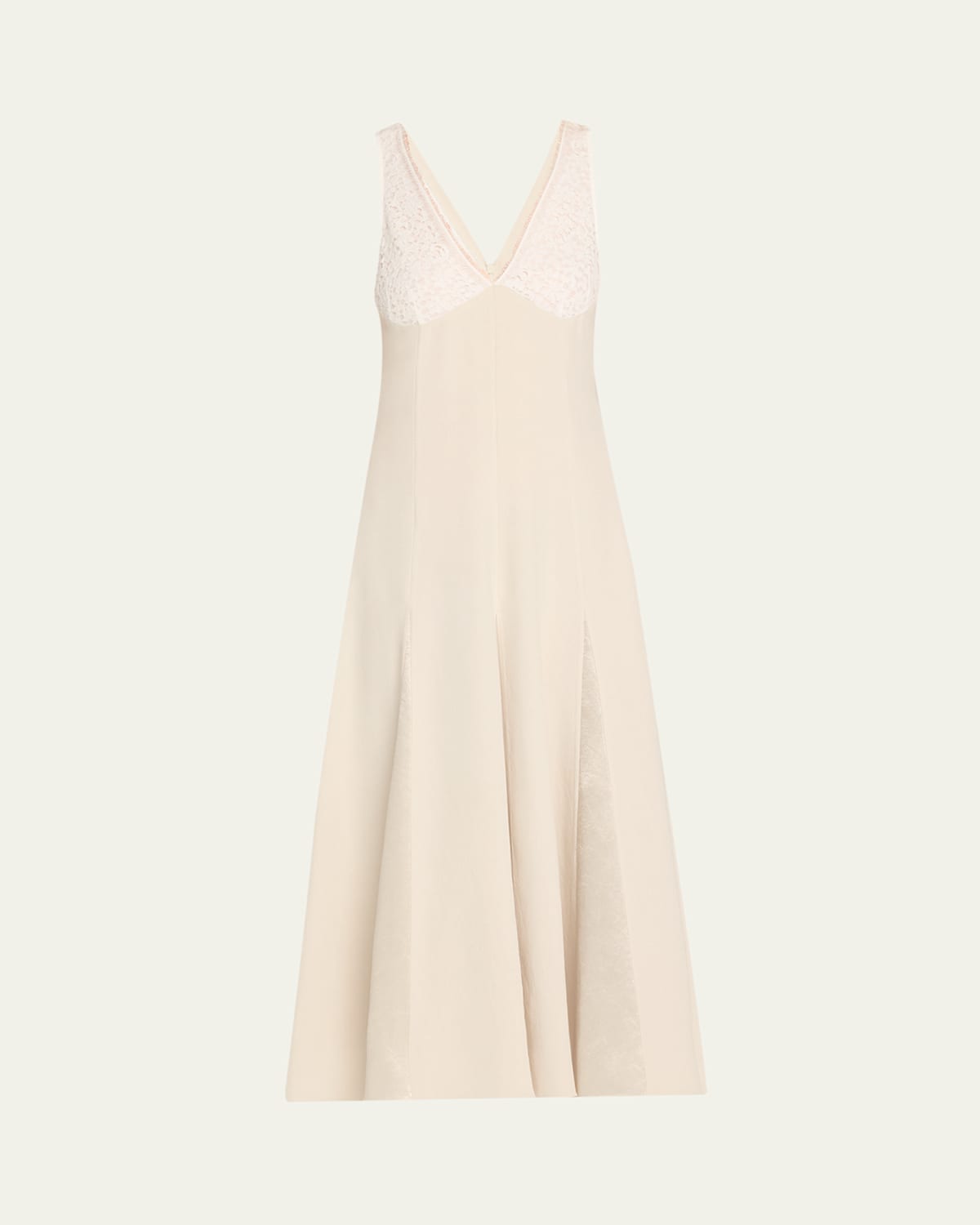 V-Neck Lace Godet Dress