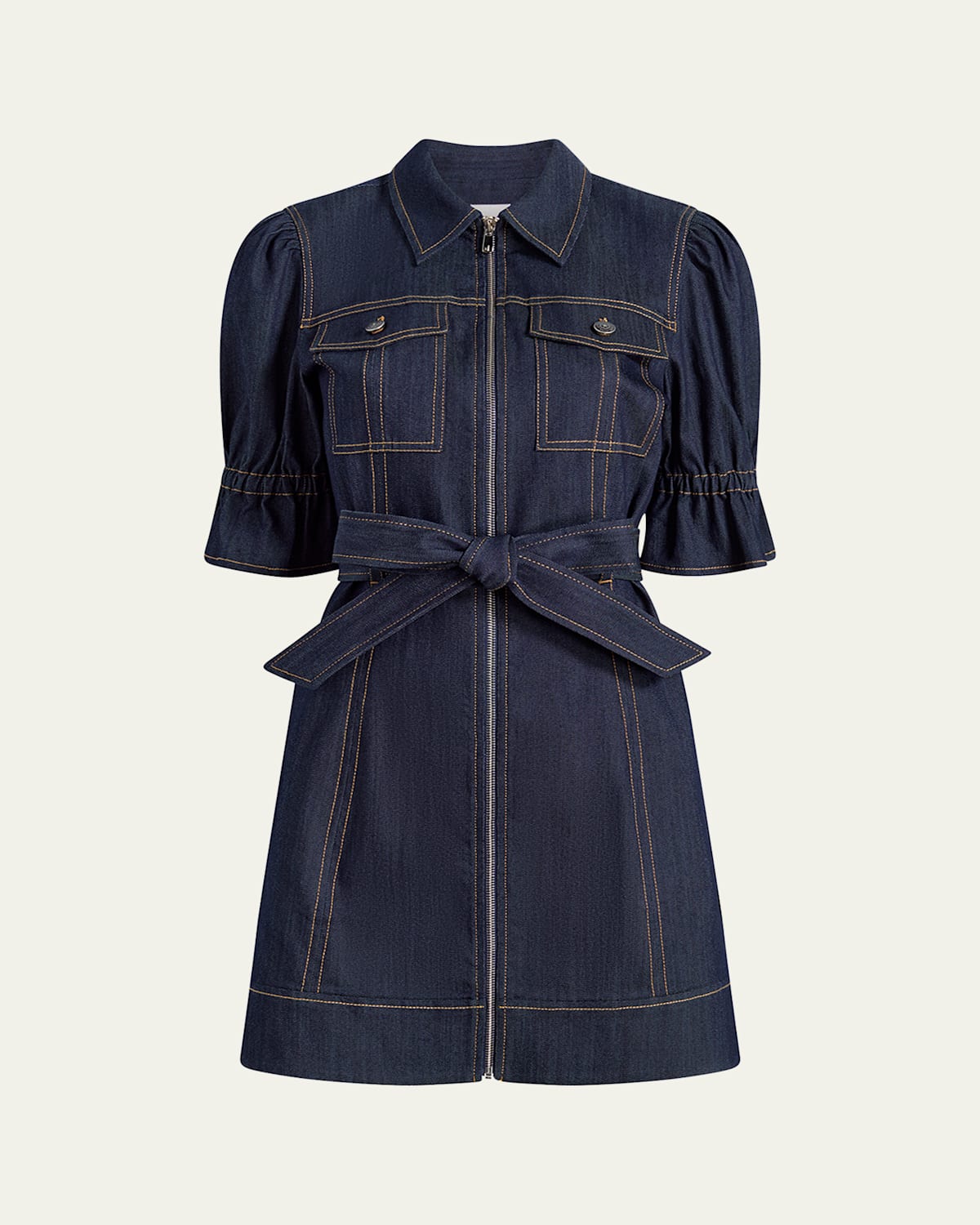 Holly Denim Puff-Sleeve Mini Dress