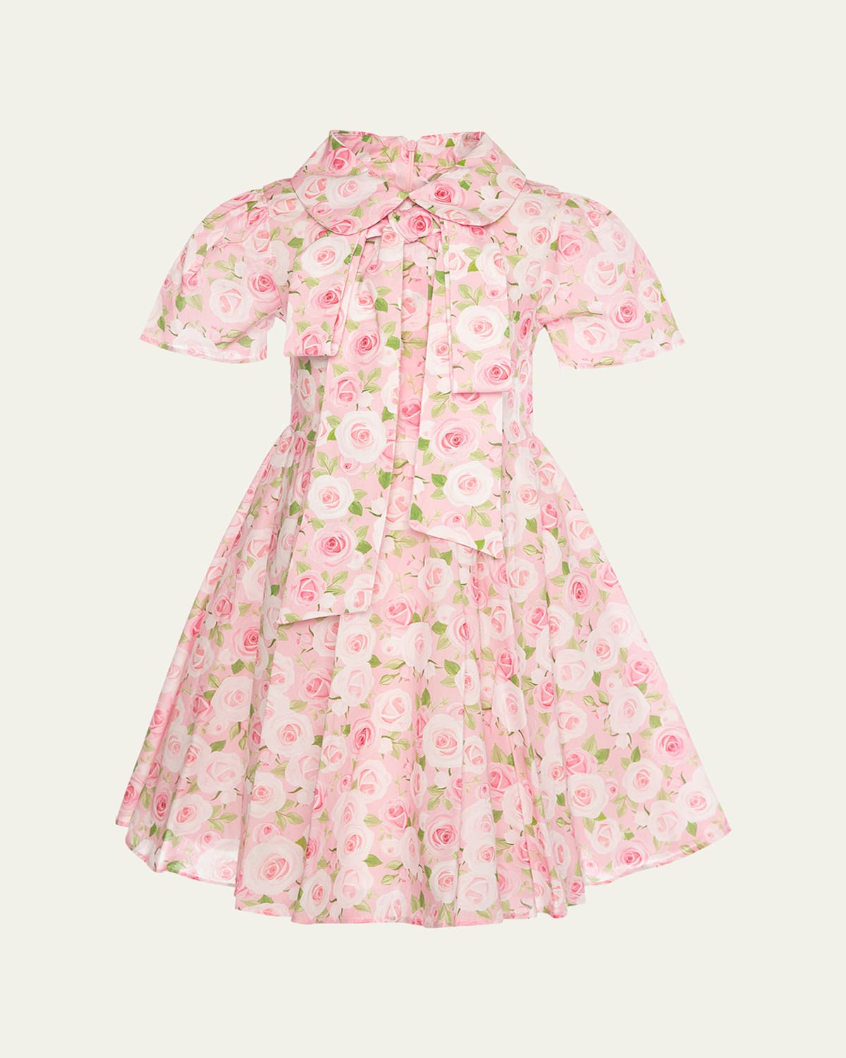 Mama Luma Girl's Positano Flowers Puff-sleeve Dress In Pink