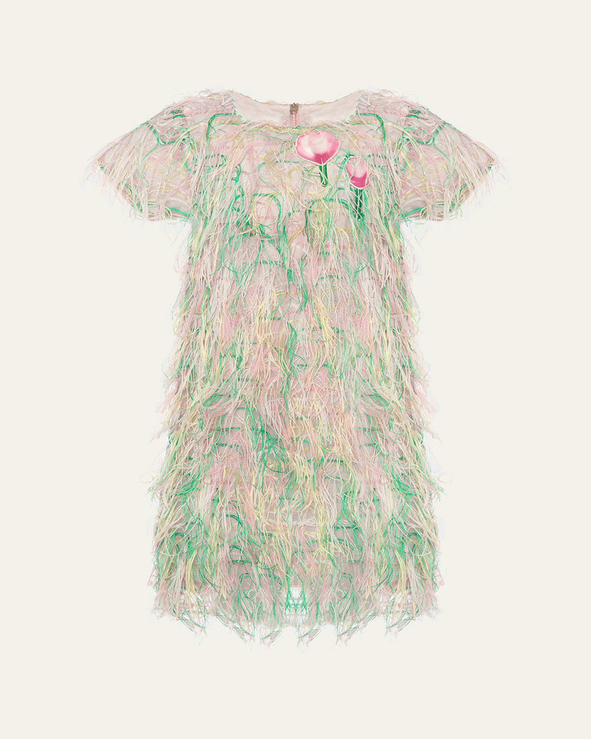 Mama Luma Girl's Rainbow Tassel Short-sleeve Dress In Multi