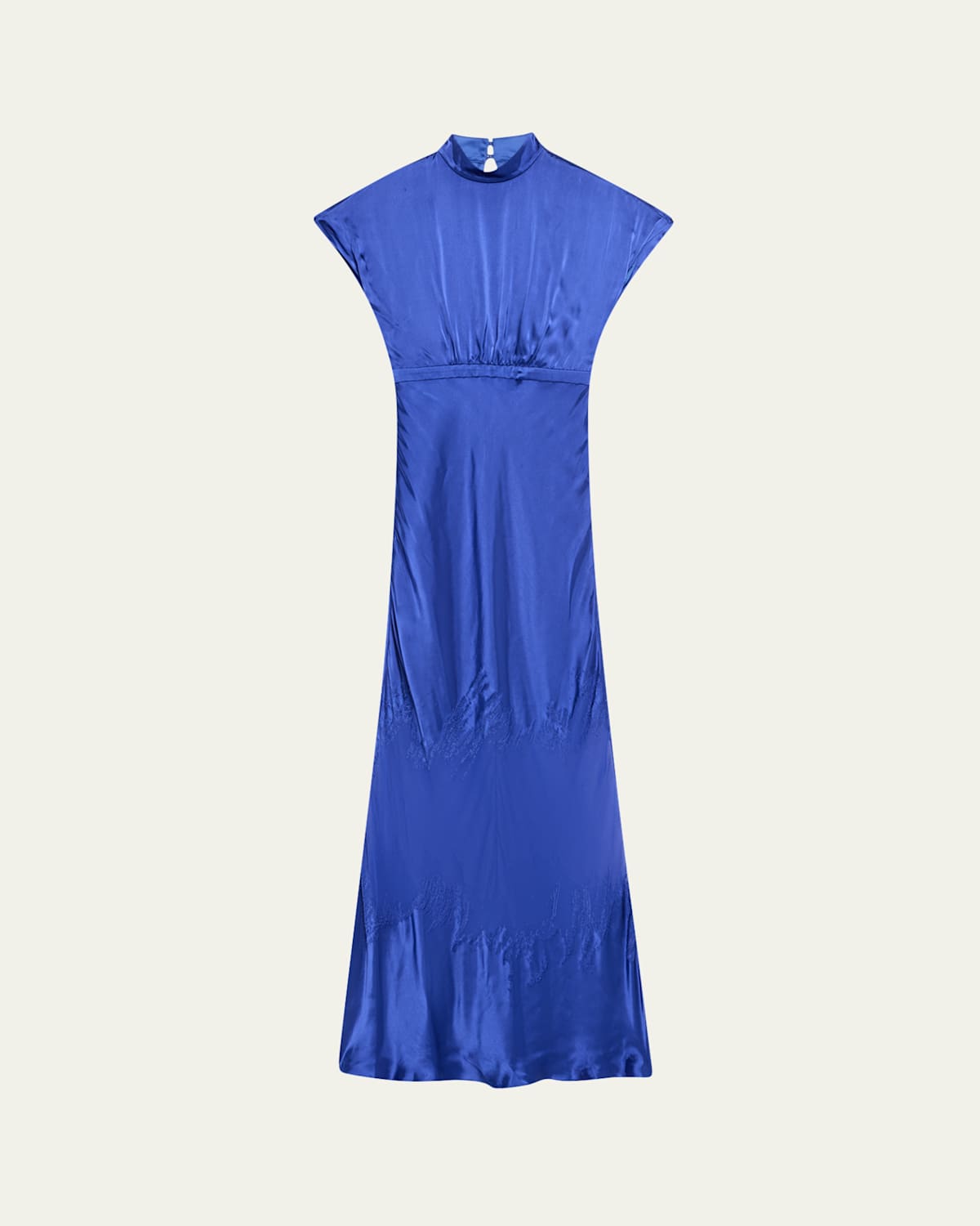 Shop Saloni Fabienne Silk Long Dress In 878-azure Brushstroke Plmt