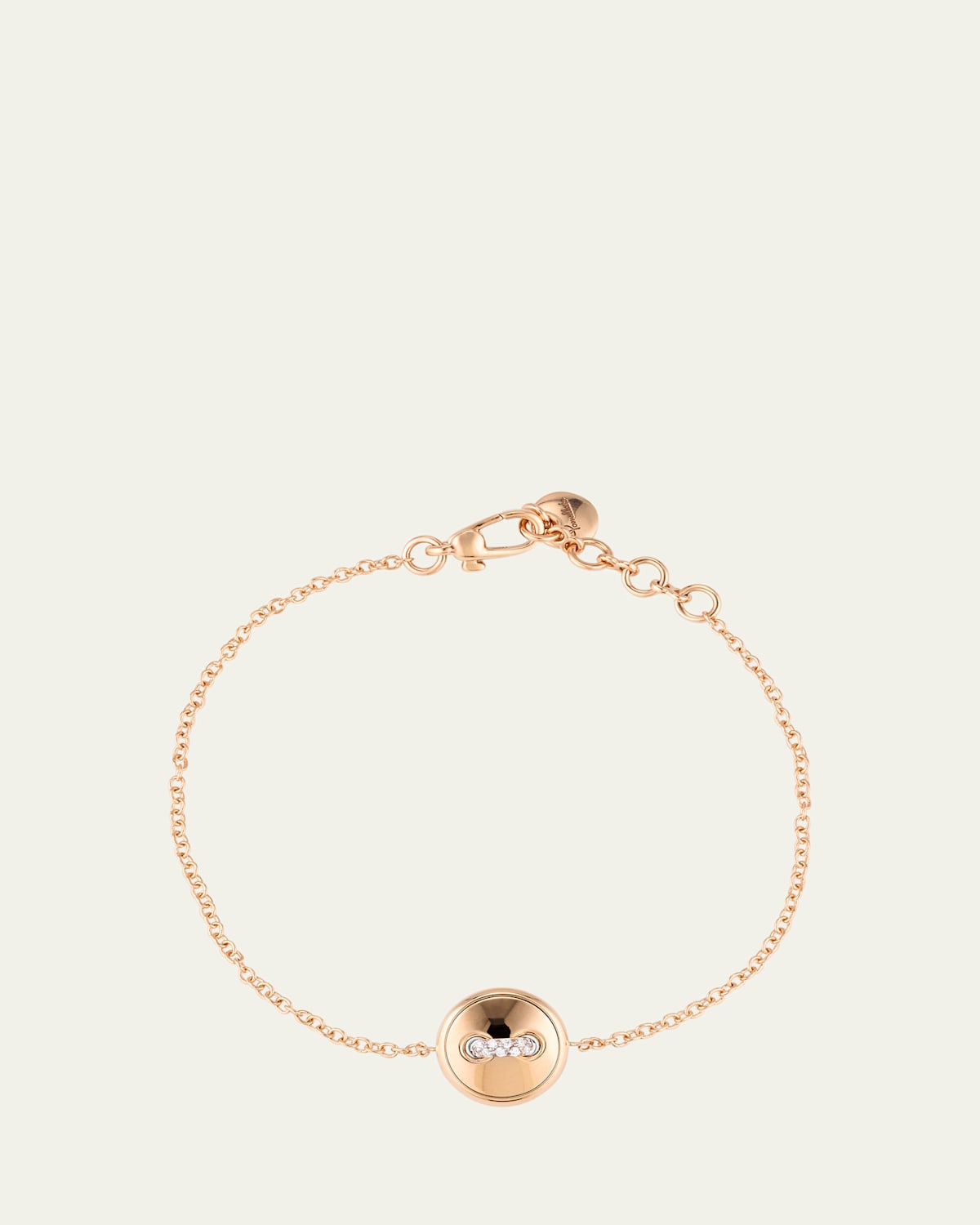 Pom Pom Dot 18K Rose Gold Diamond and Turquoise Chain Bracelet