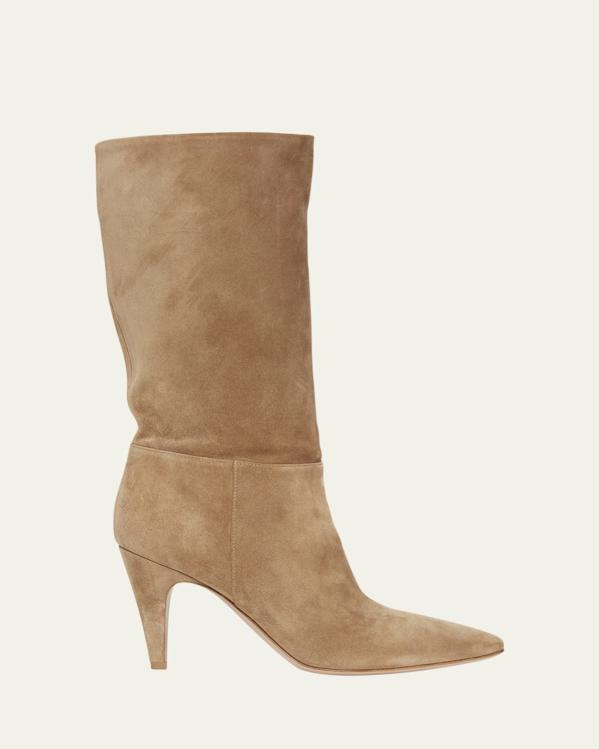 Gianvito Rossi Slouchy Suede Mid Boots In Neutral