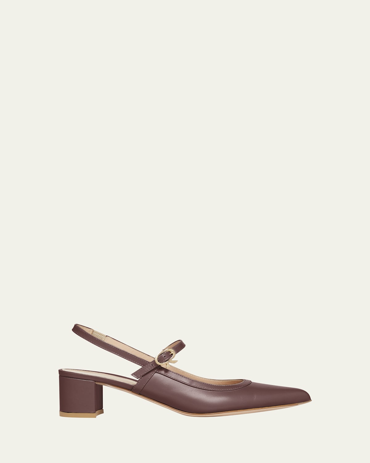 Gianvito Rossi Calfskin Mary Jane Slingback Pumps In Brown