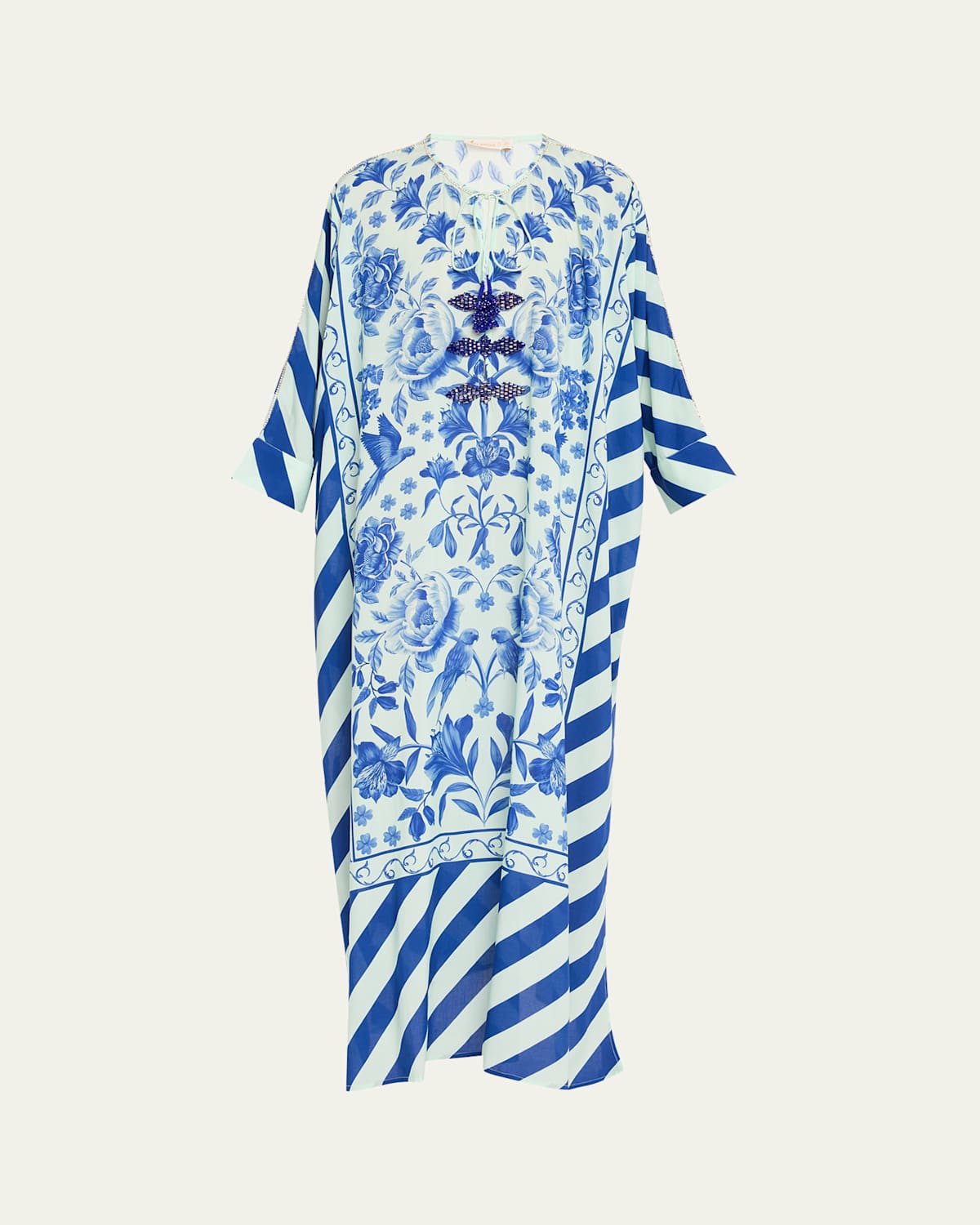 Peonies Studded Batwing Kaftan Dress