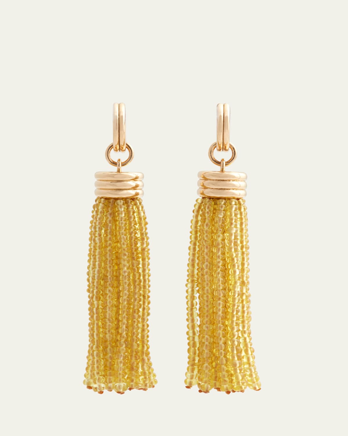 18K Yellow Gold Triple Tassel Yellow Sapphire Rondelles Earrings