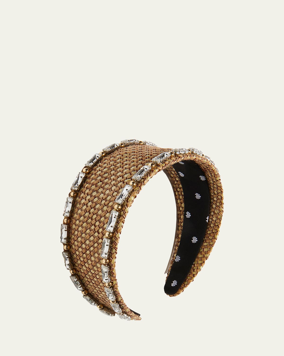 Lele Sadoughi Brigitte Crystal Raffia Headband In Natural