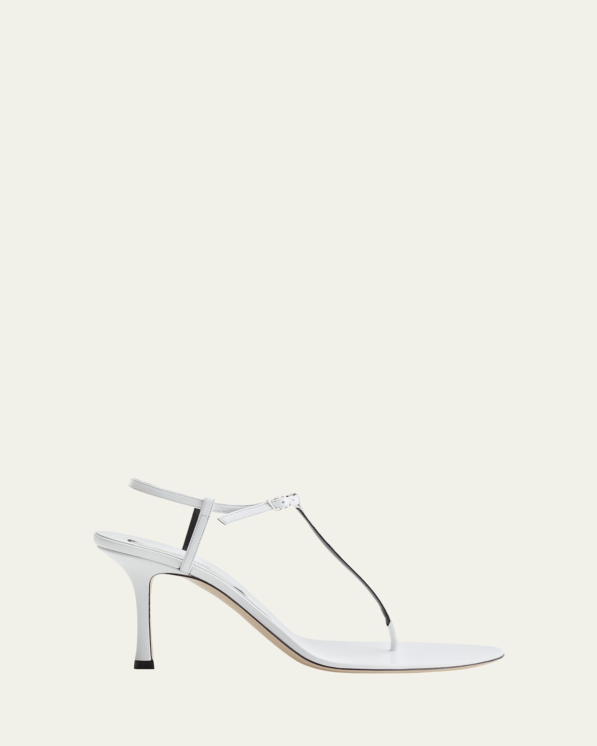 Shop Christen Mono Leather T-strap Stiletto Sandals