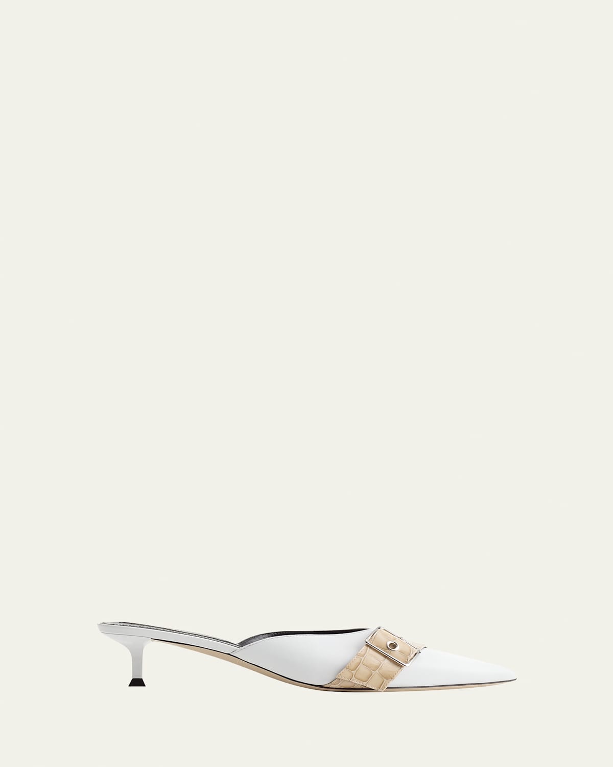 Helix Mixed Leather Buckle Mules