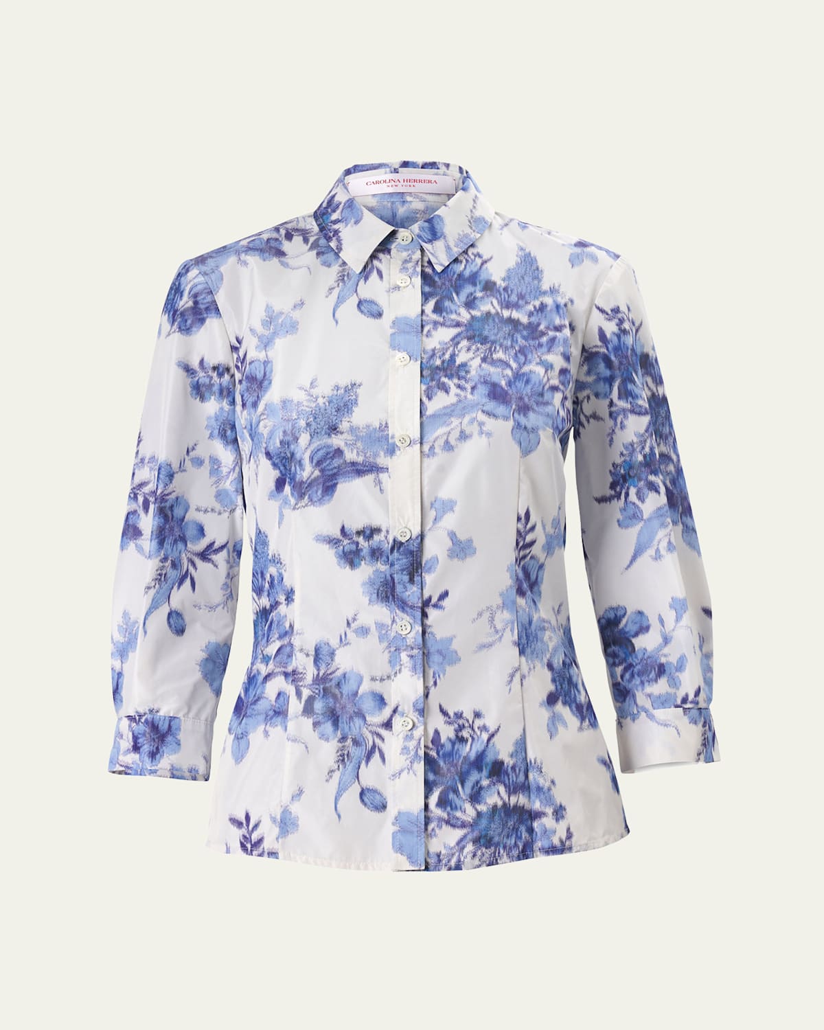 Carolina Herrera Blur Floral Button-down Icon Blouse