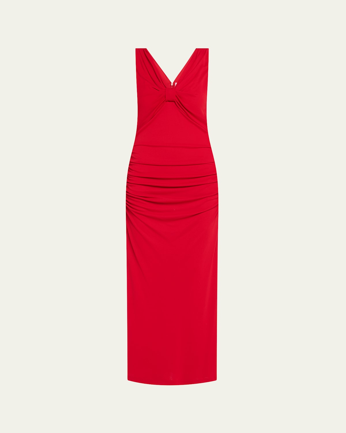 Carolina Herrera V-neck Ruched Column Dress