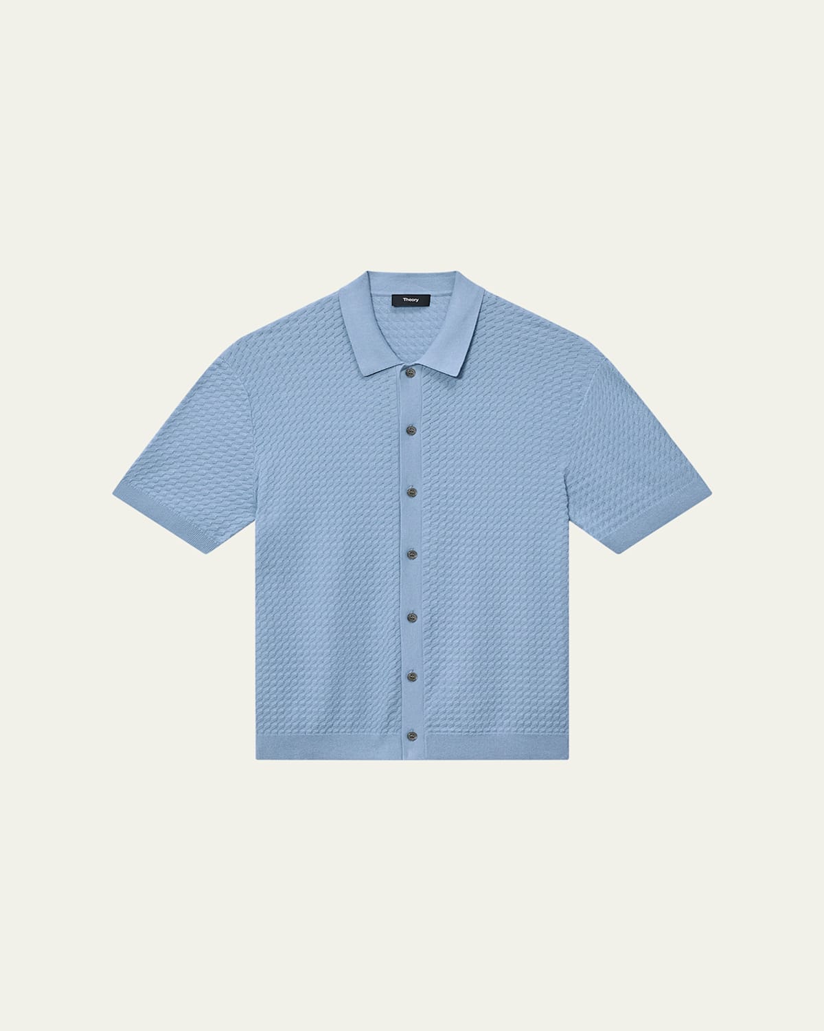 Theory Men's Cairn Cotton Waffle-knit Shirt In Blue