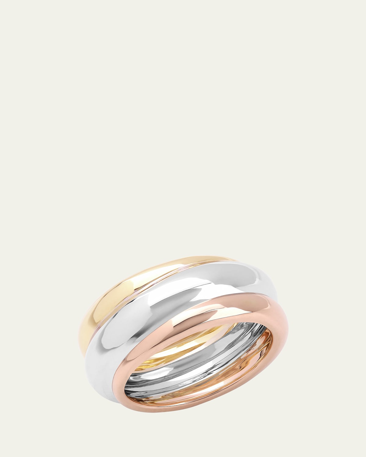 Tri Gold Three-Row Bubble Ring