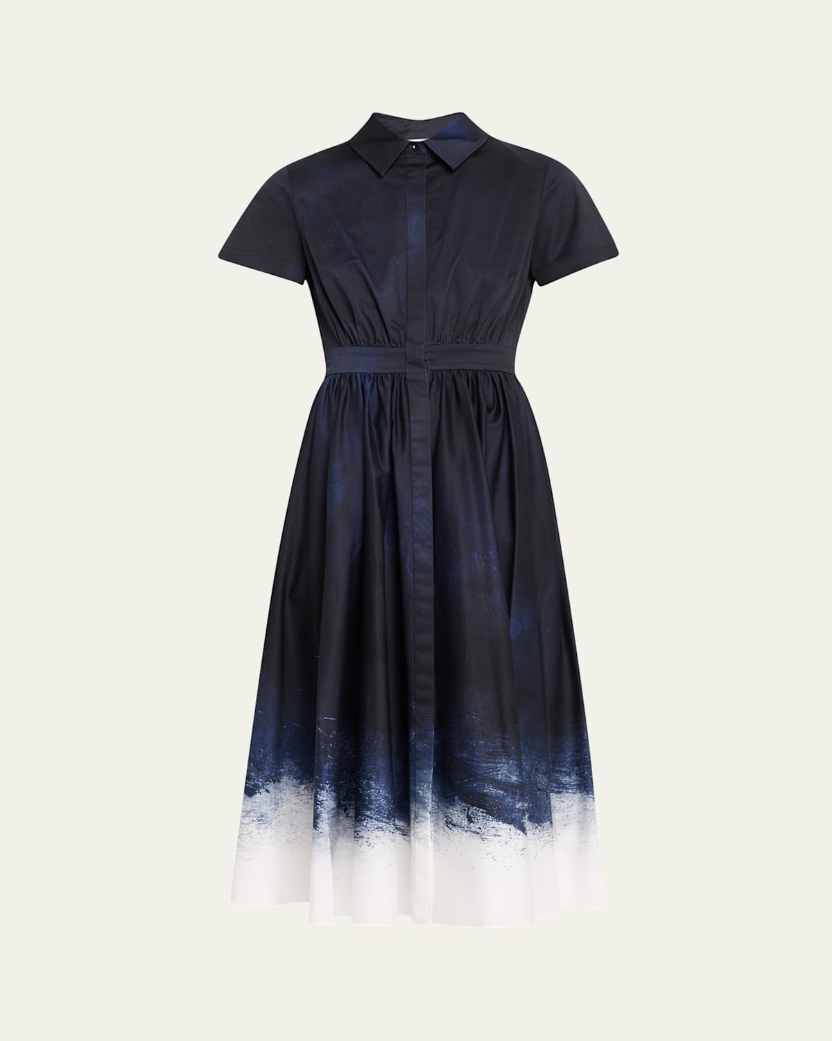 Short-Sleeve Printed Cotton Shirtdress