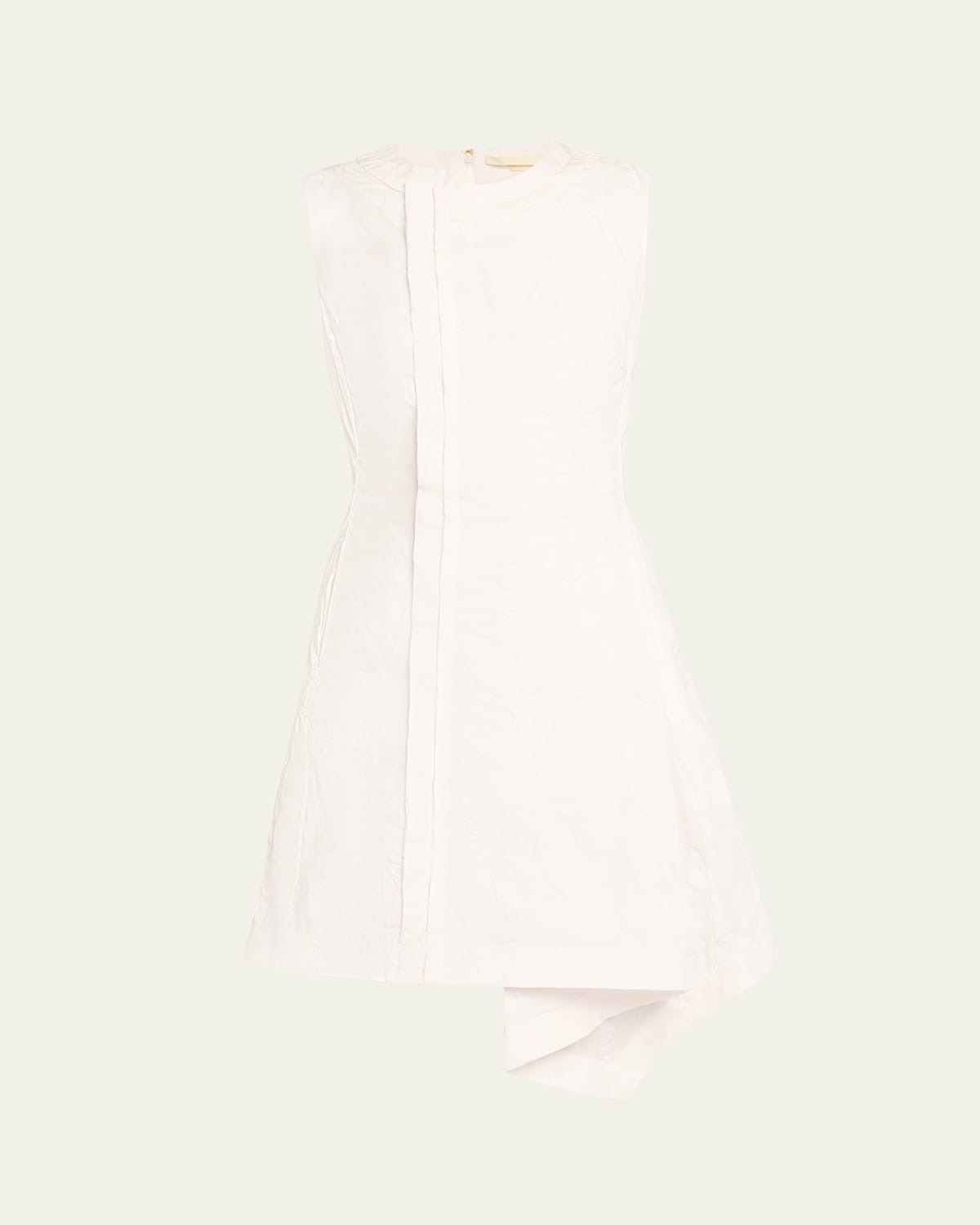 Textured Floral Brocade Asymmetric Mini Dress