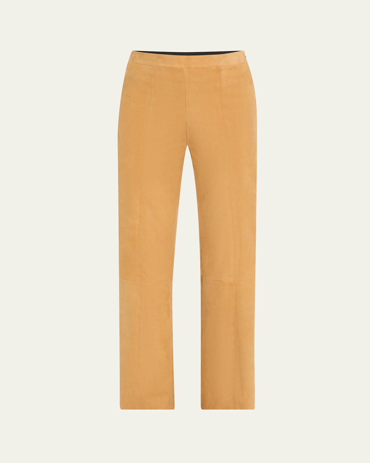 Suede Ankle Flare Pants with Princess Seaming