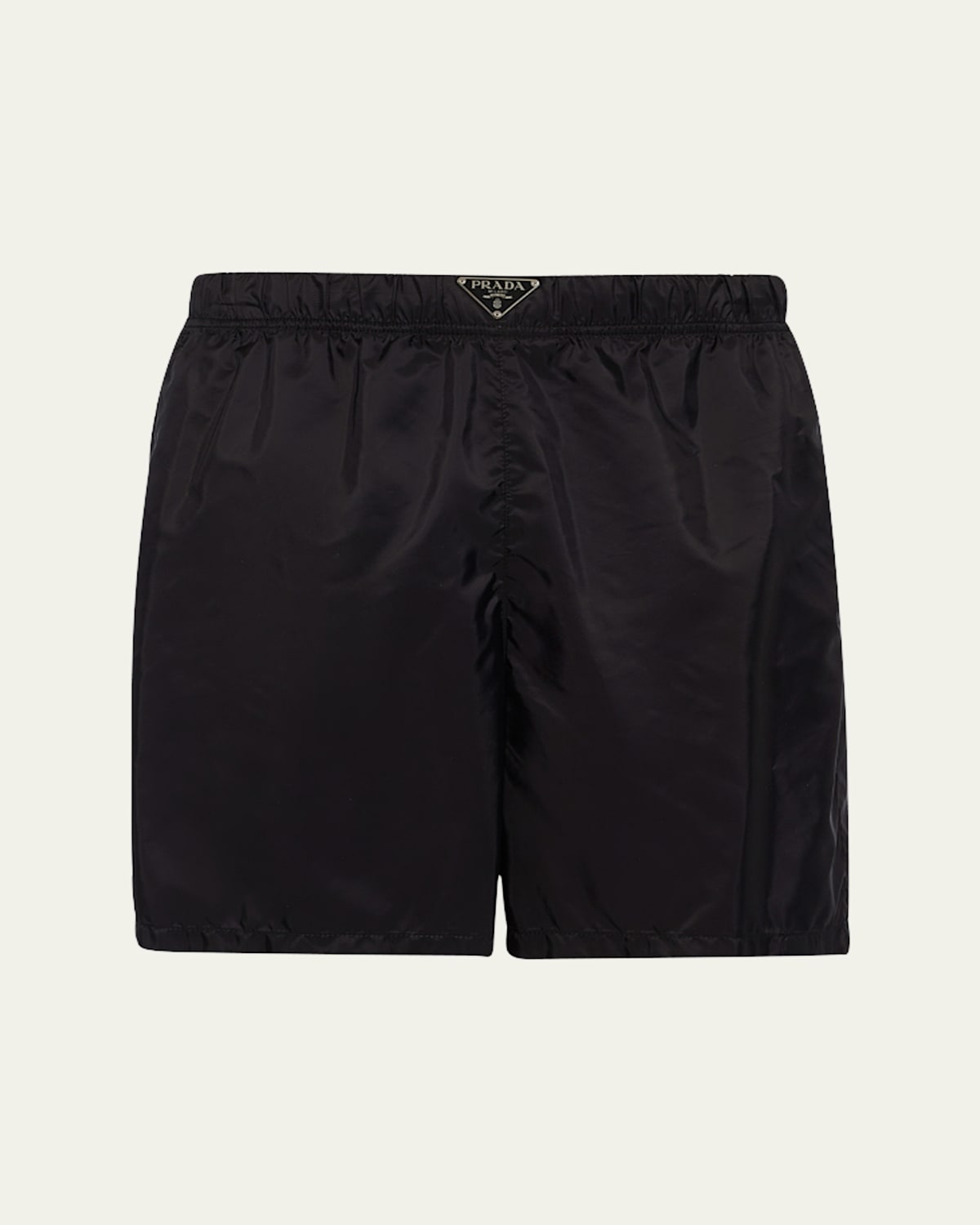 Shop Prada Men's Triangle Logo Swim Trunks In Nero