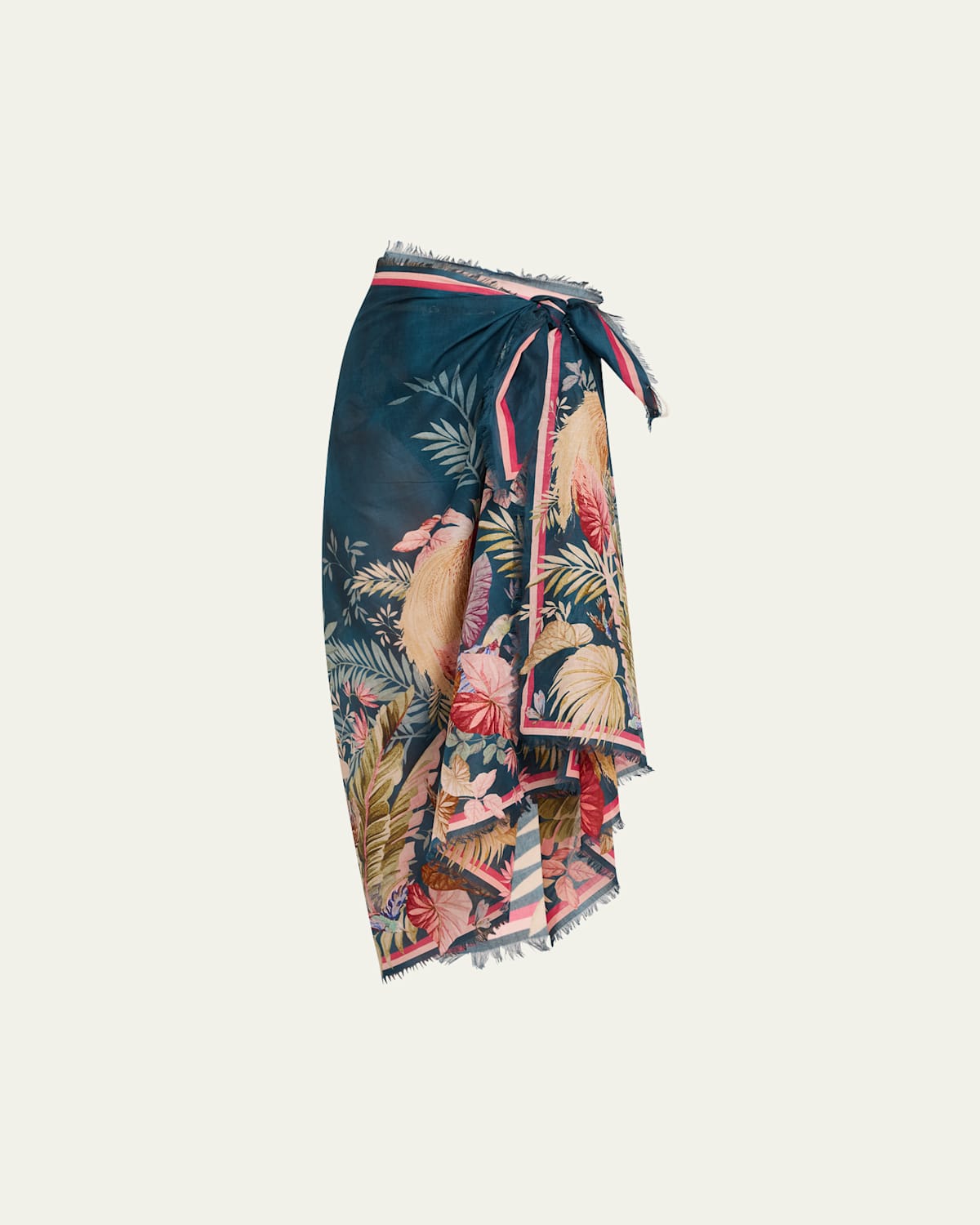 Zimmermann Palm Floral Cotton Pareo Coverup In Dark Blue Palm Floral