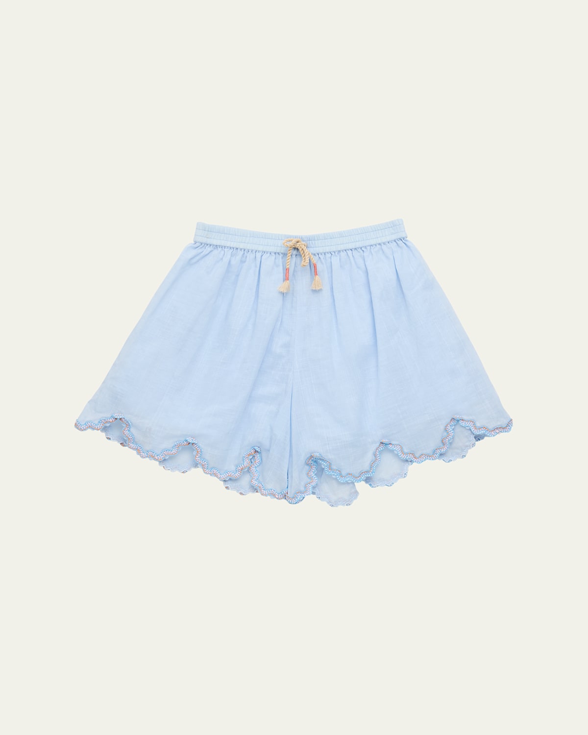 Zimmermann Girl's Cascadian Ric Rac-trim Shorts In Blue