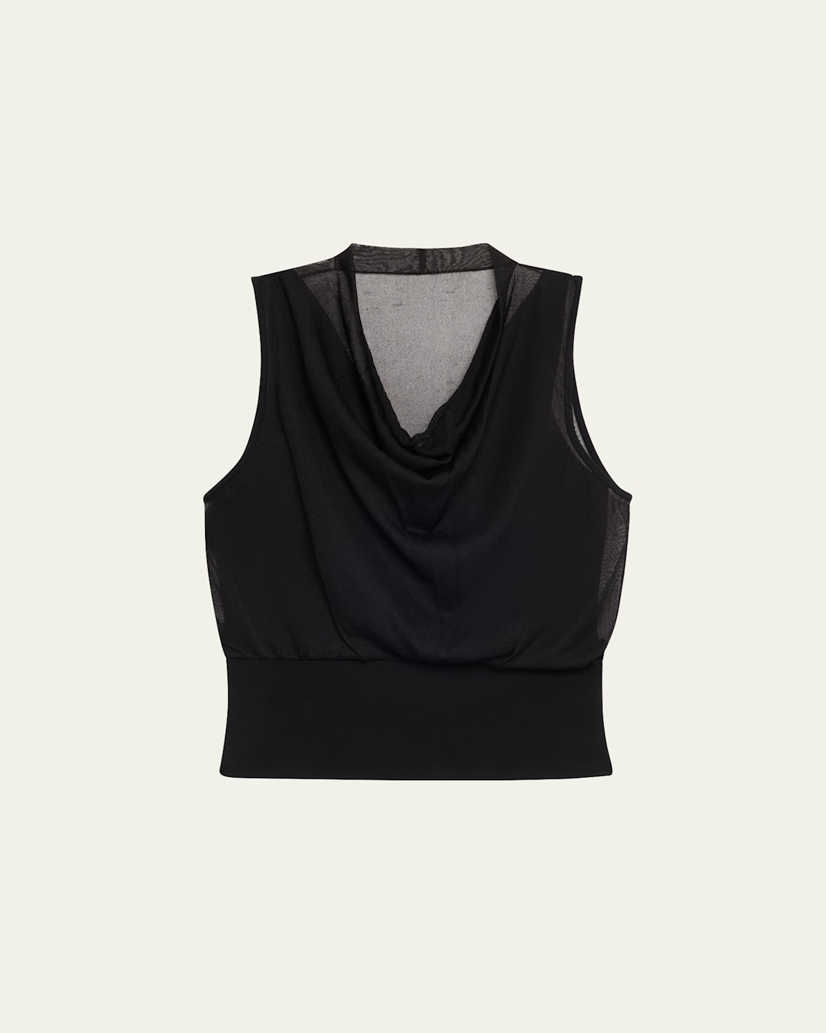Carmina Sheer Cowl-Neck Tank Top