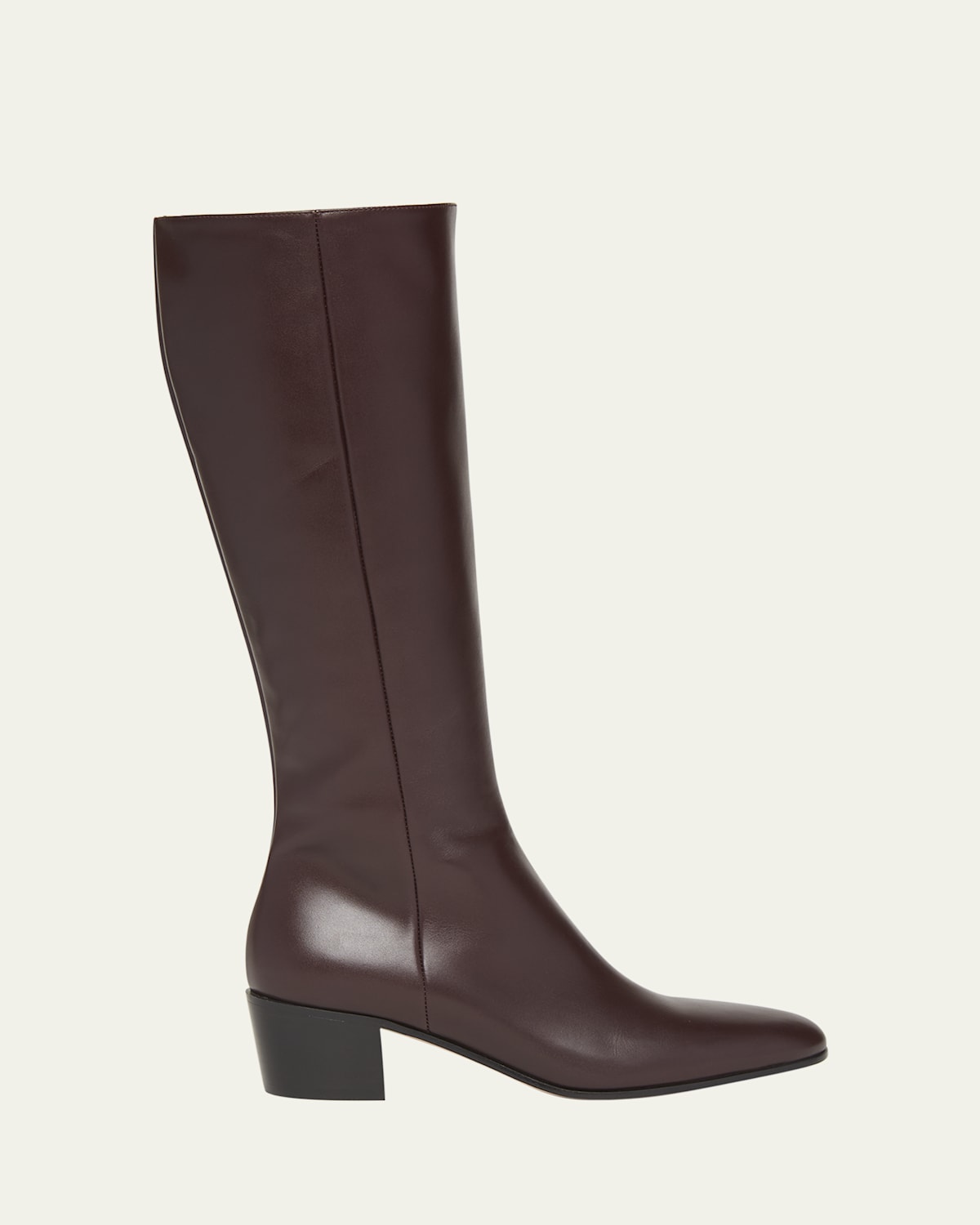 Gianvito Rossi Leather Block-heel Knee Boots In Bourgogne