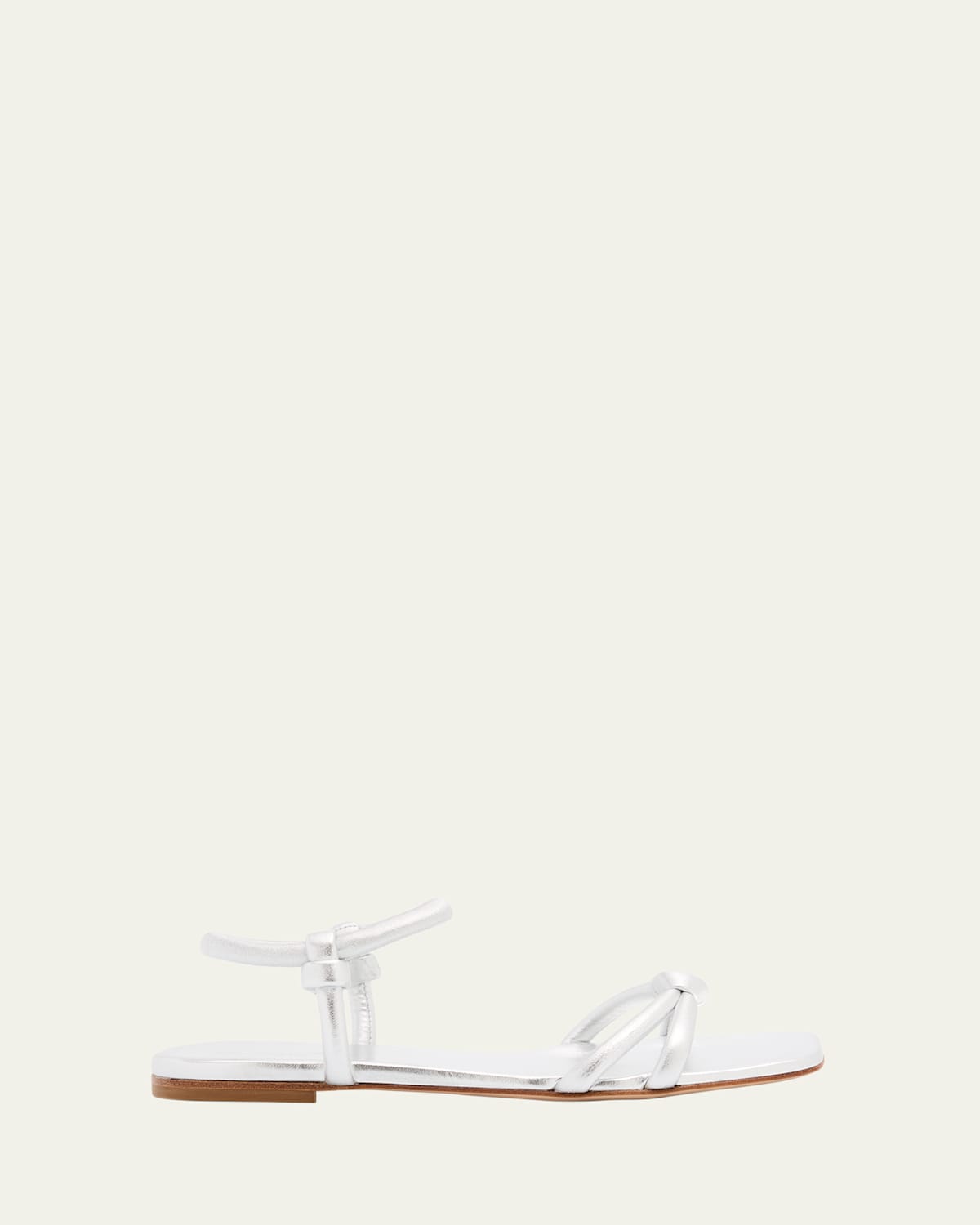 Gianvito Rossi Juno Nappa Leather Knotted Ankle-strap Sandals In Silver