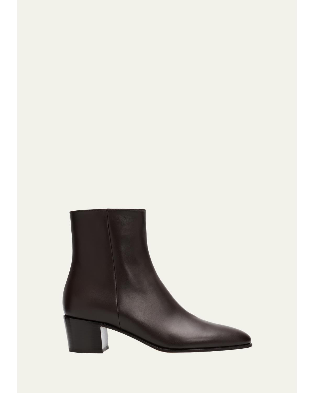 Glove Leather Block-Heel Booties