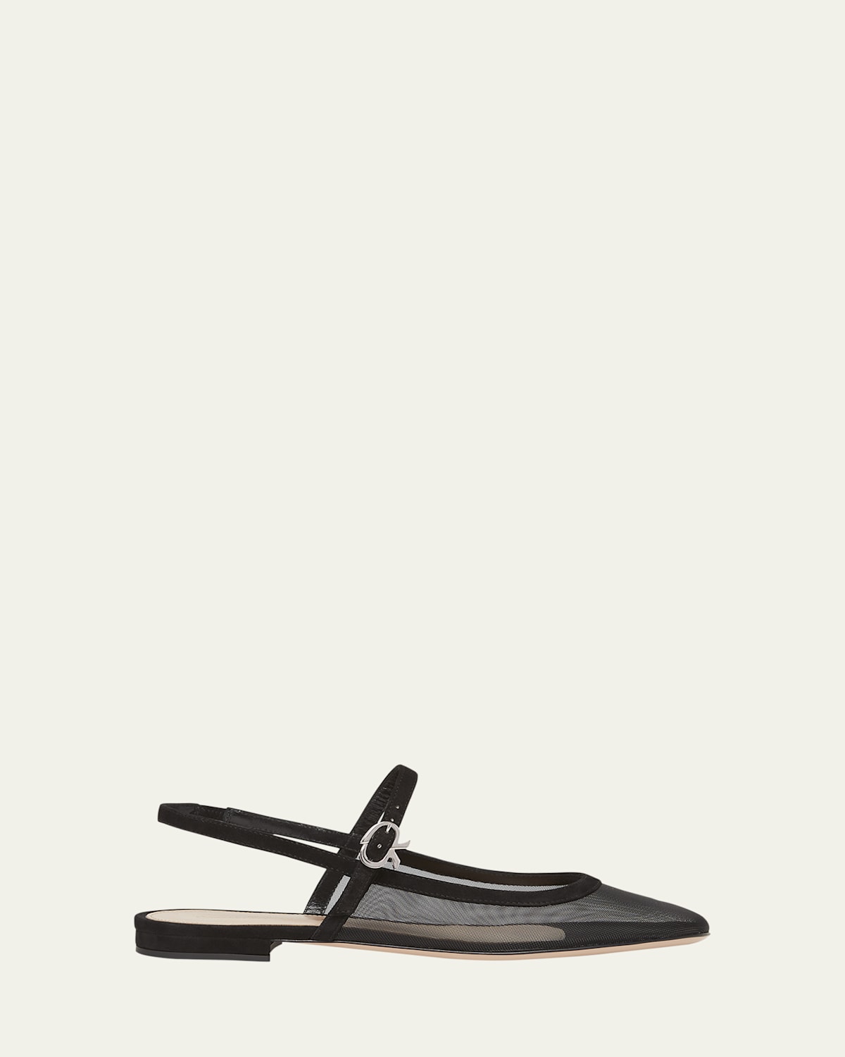 Gianvito Rossi Mesh Mary Jane Ballerina Flats