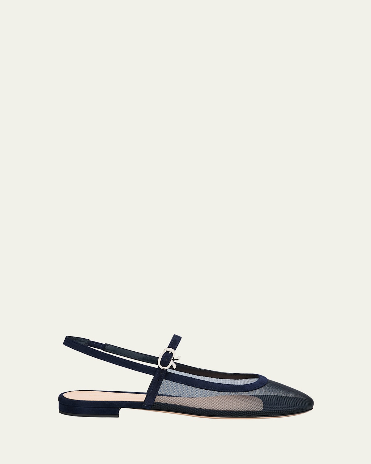 Gianvito Rossi Mesh Mary Jane Ballerina Flats