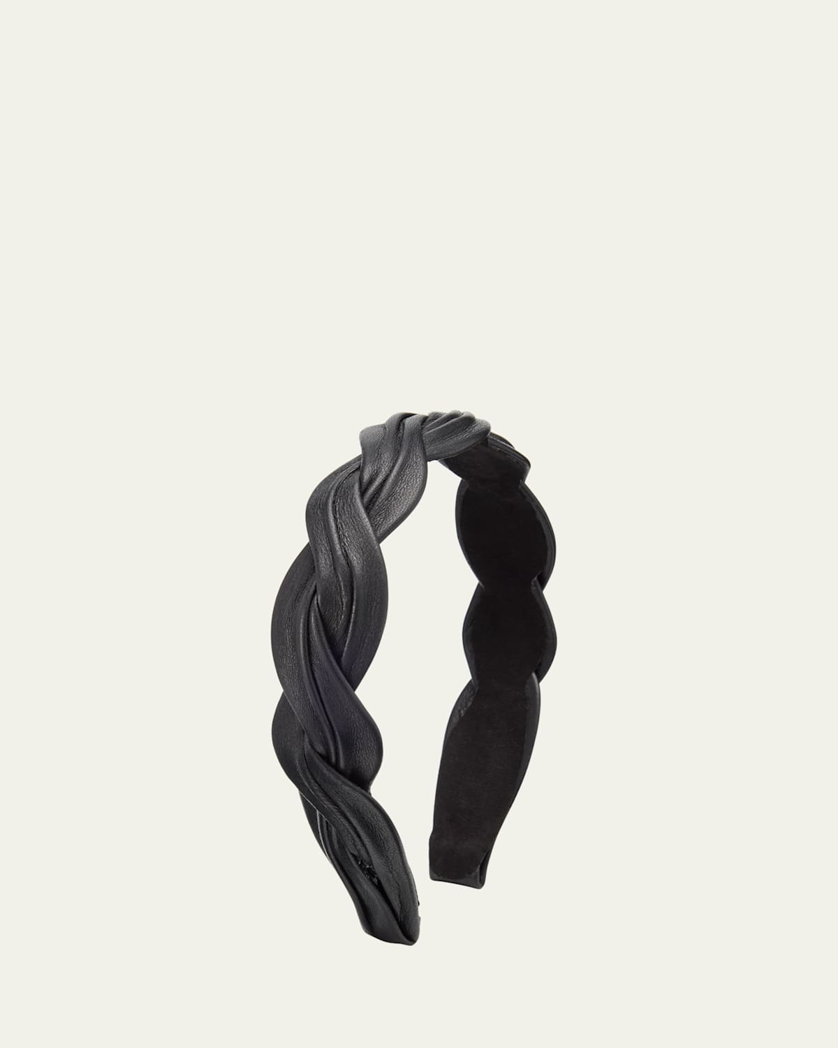 Natasha Accessories Limited Leather Wave Headband In Black