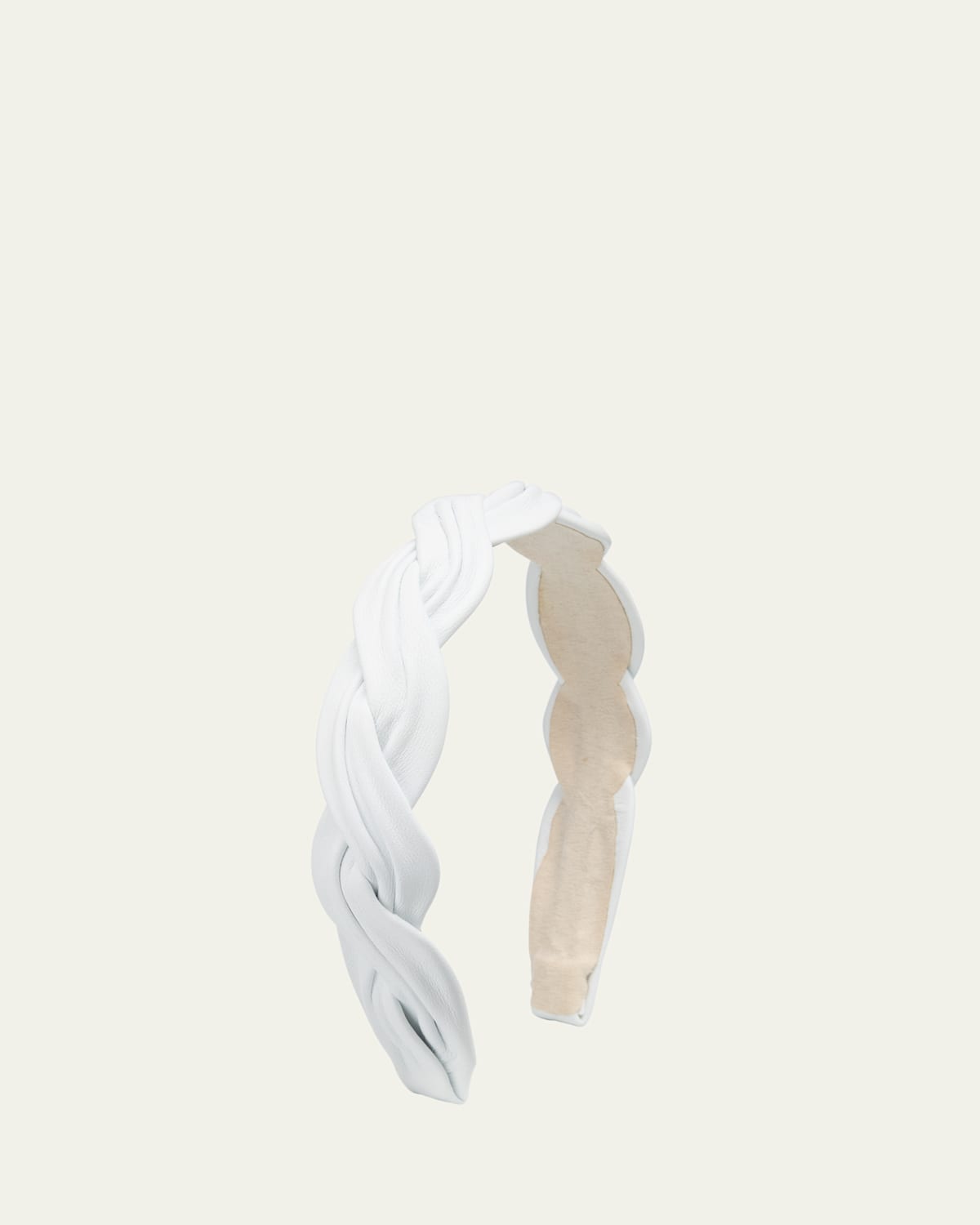 Natasha Accessories Limited Leather Wave Headband In White