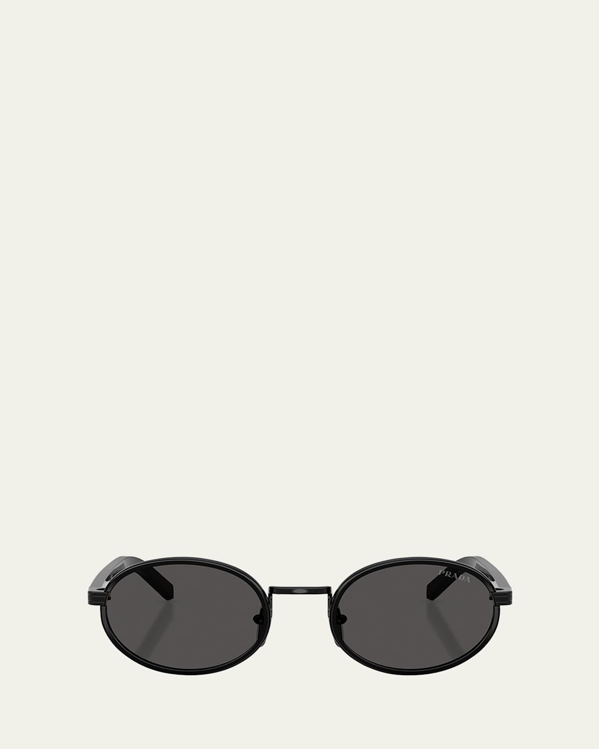 Prada Pr B56s Oval Steel Sunglasses In Black
