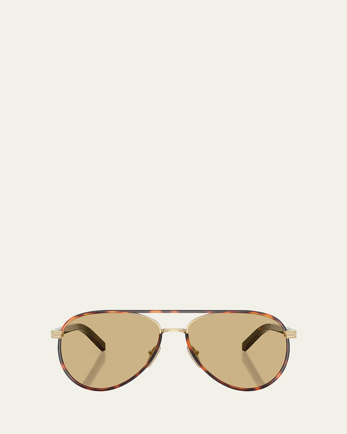 Prada Pr B57s Aviator Steel Sunglasses In Pale Gold